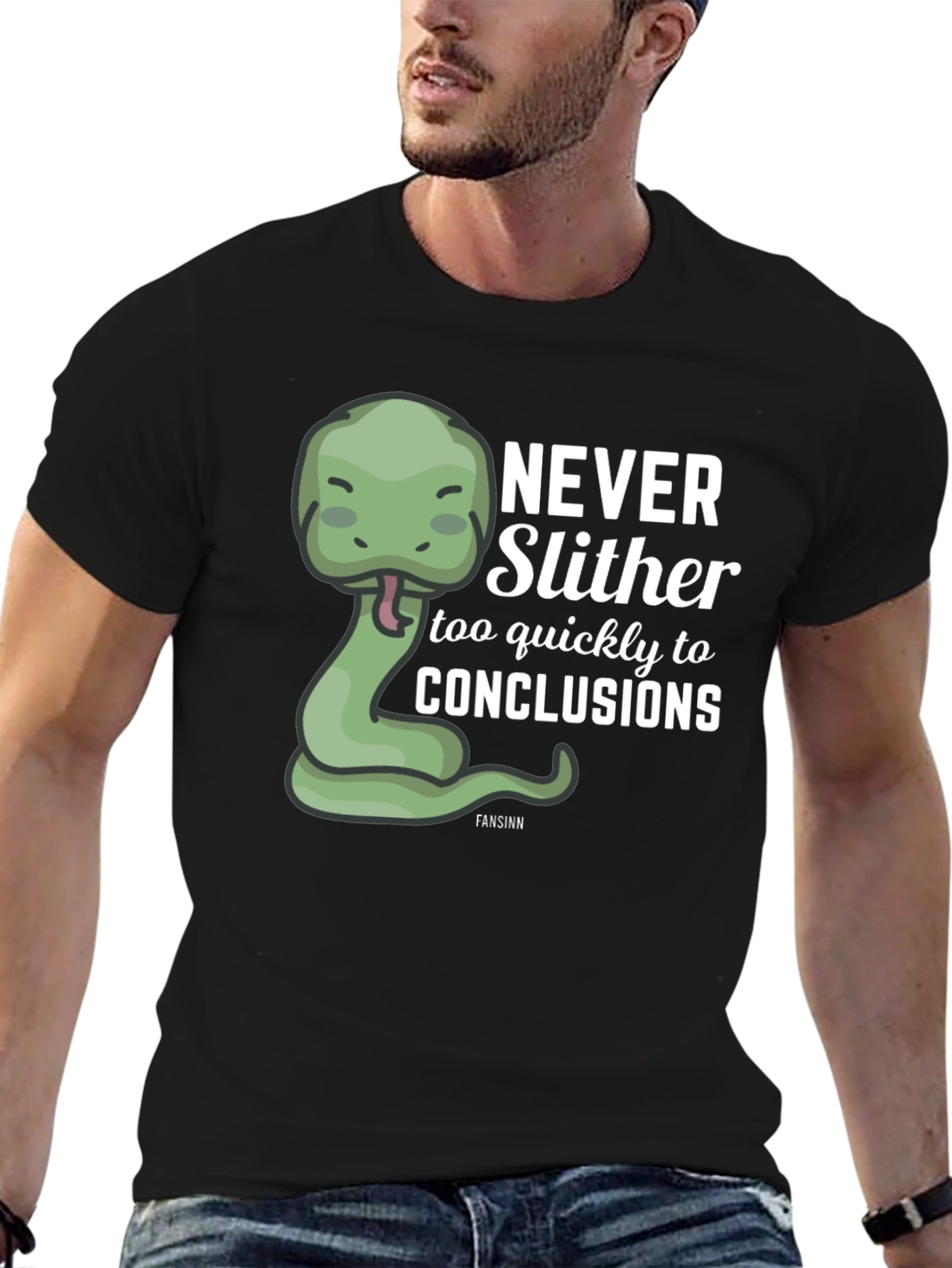 Black Never Slither Funny Graphic T-Shirt view 6