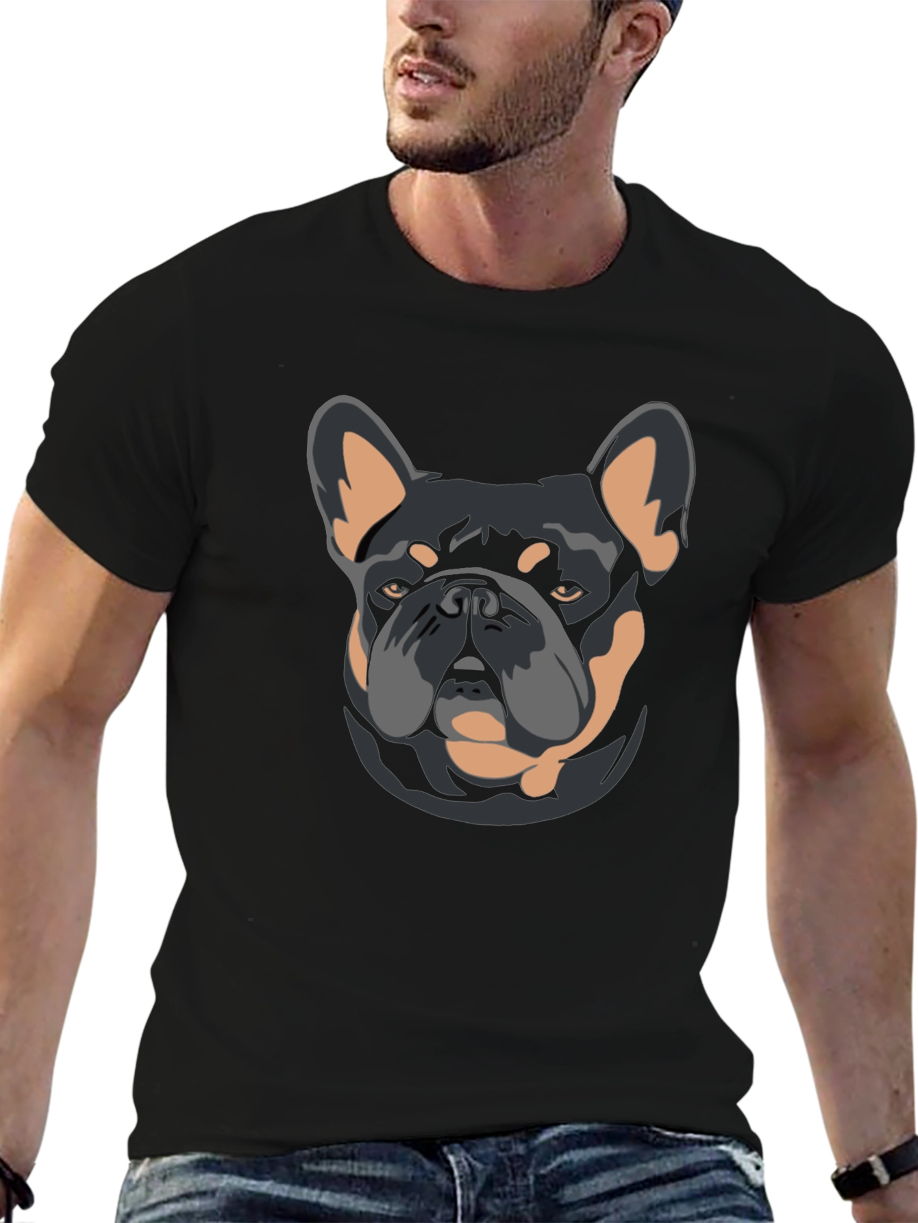 Black Black Dog Graphic T-Shirt - French Bulldog Design view 6