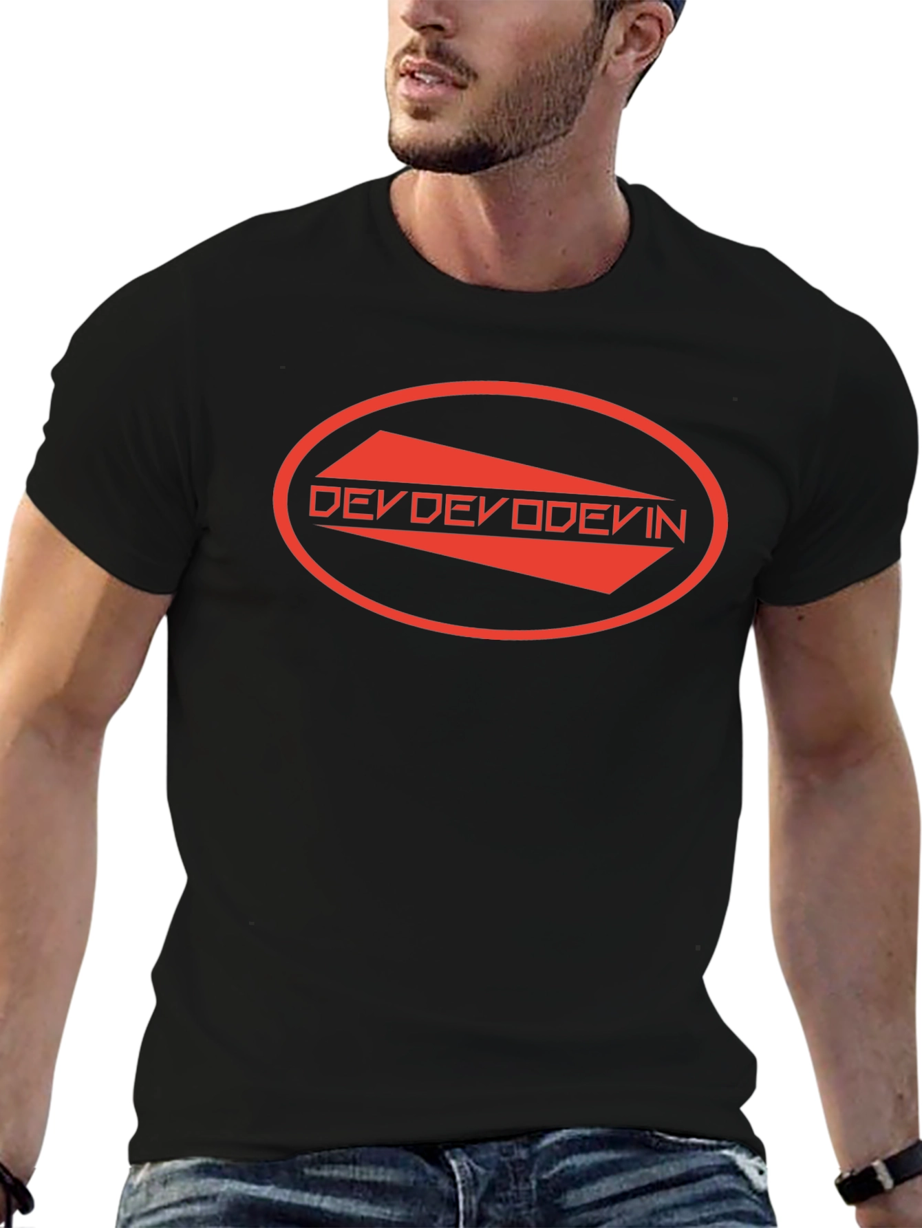 Black Devo Band T-Shirt - Classic Red Design view 6