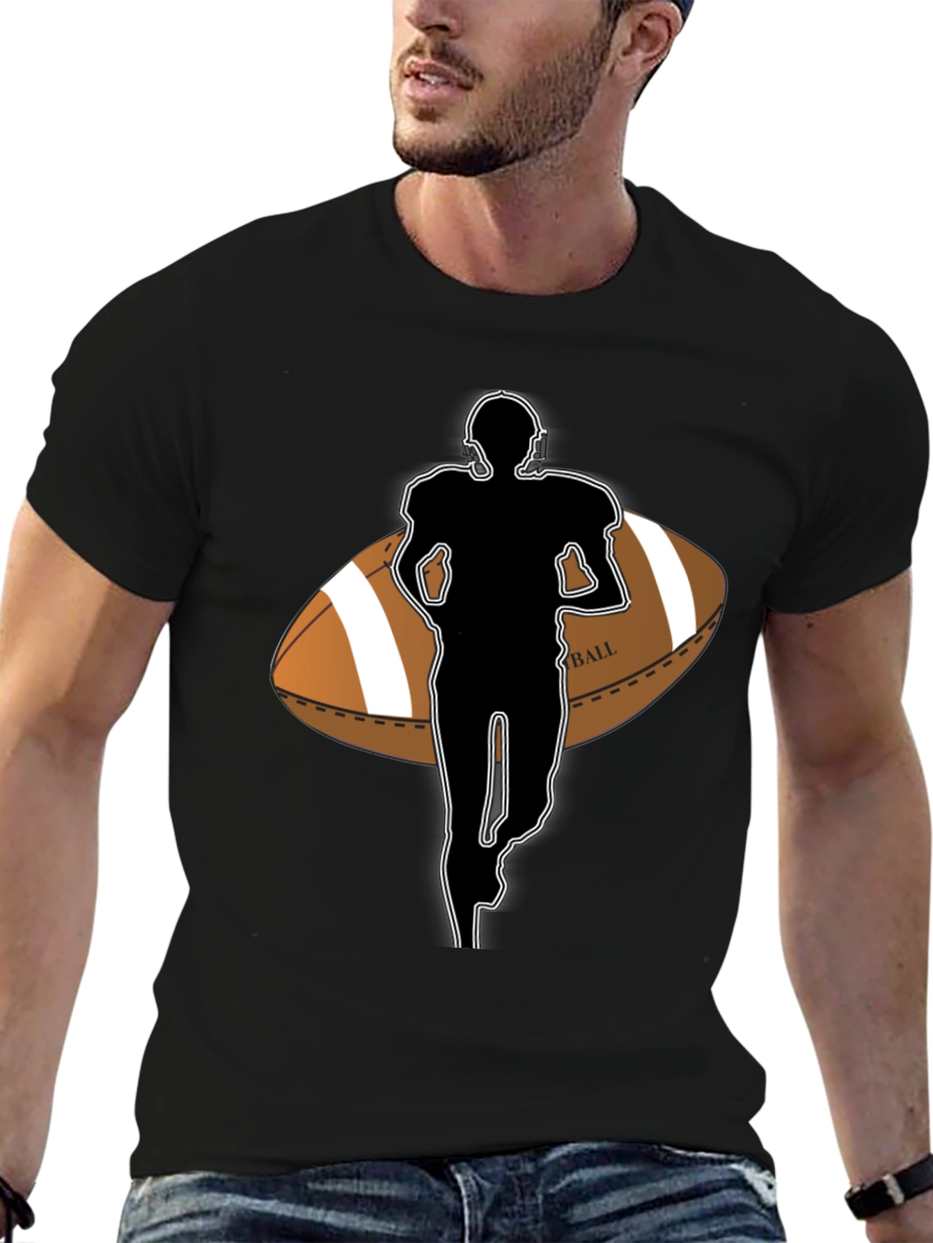 Black Football Player Graphic Tee view 6