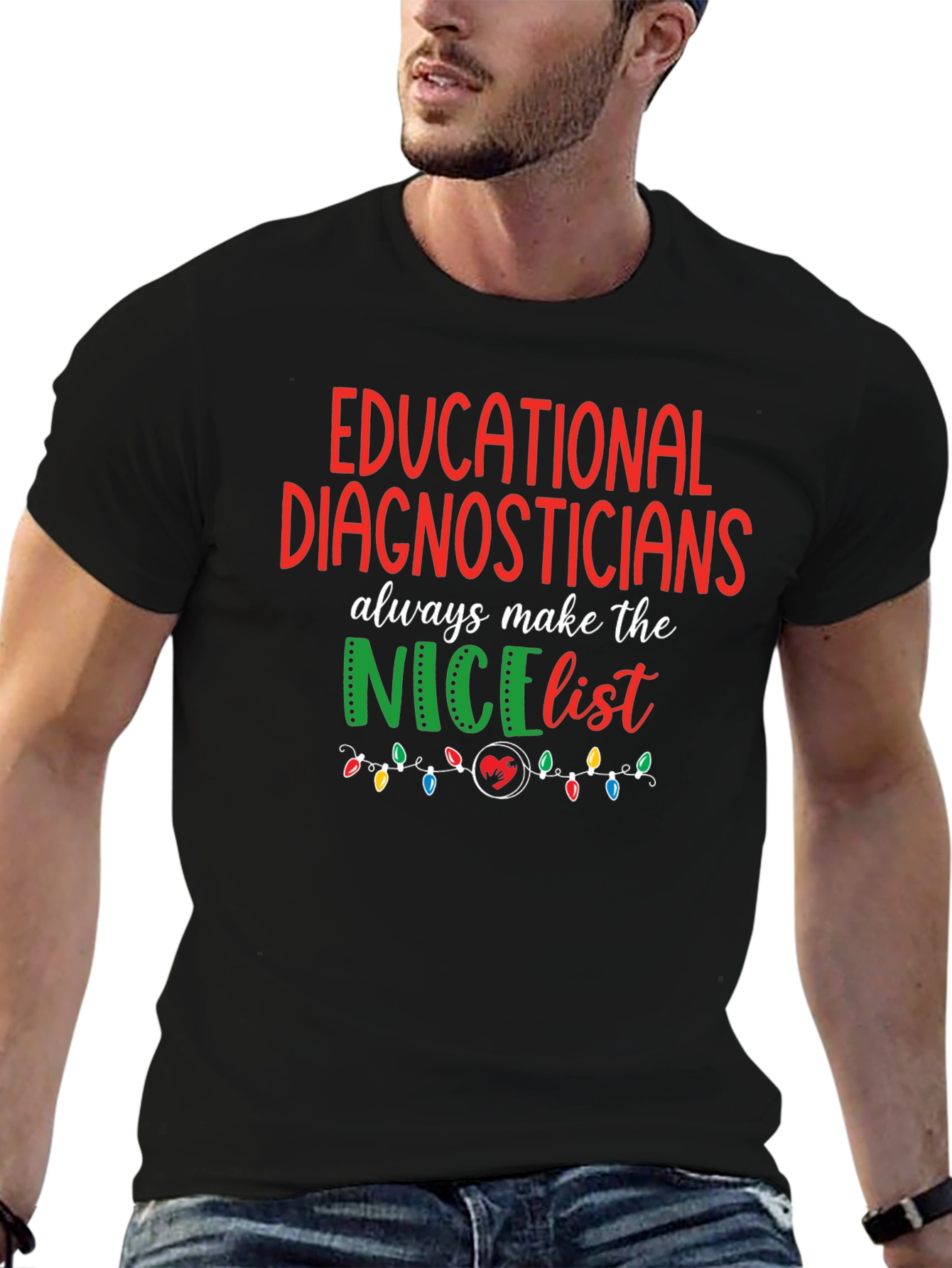 Black Educational Diagnosticians Nice List T-Shirt view 6