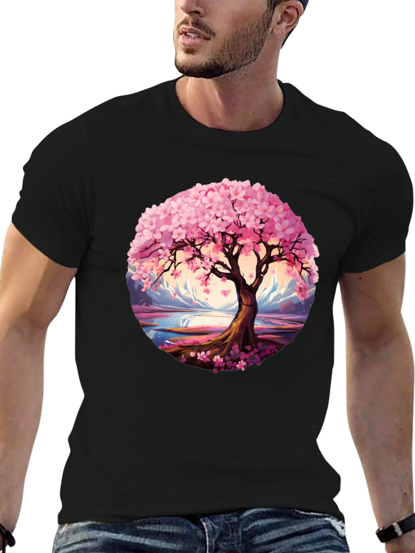 Black Cherry Blossom Tree Graphic Tee view 6