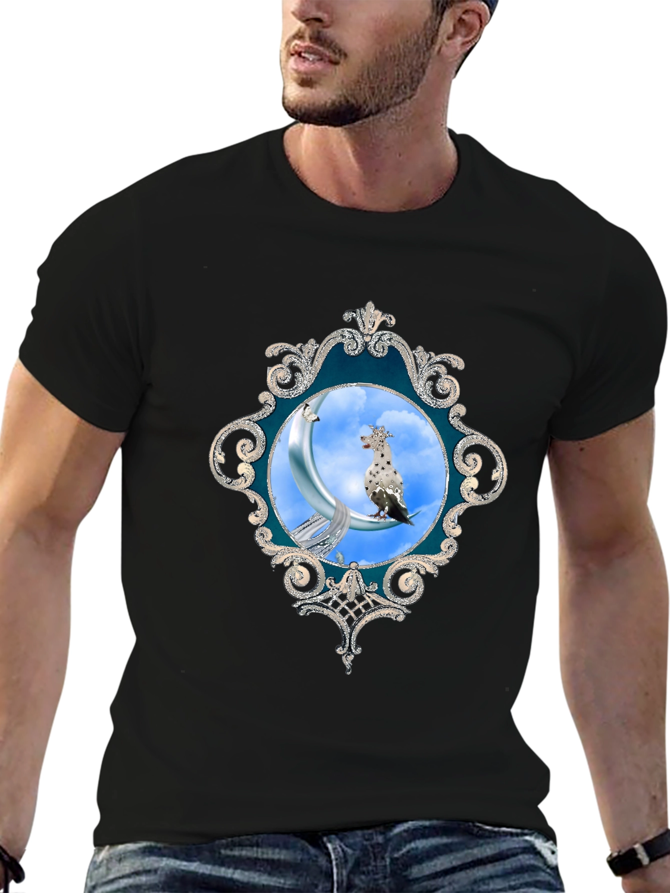 Black Moon Bird T-Shirt - Unique Graphic Tee view 6