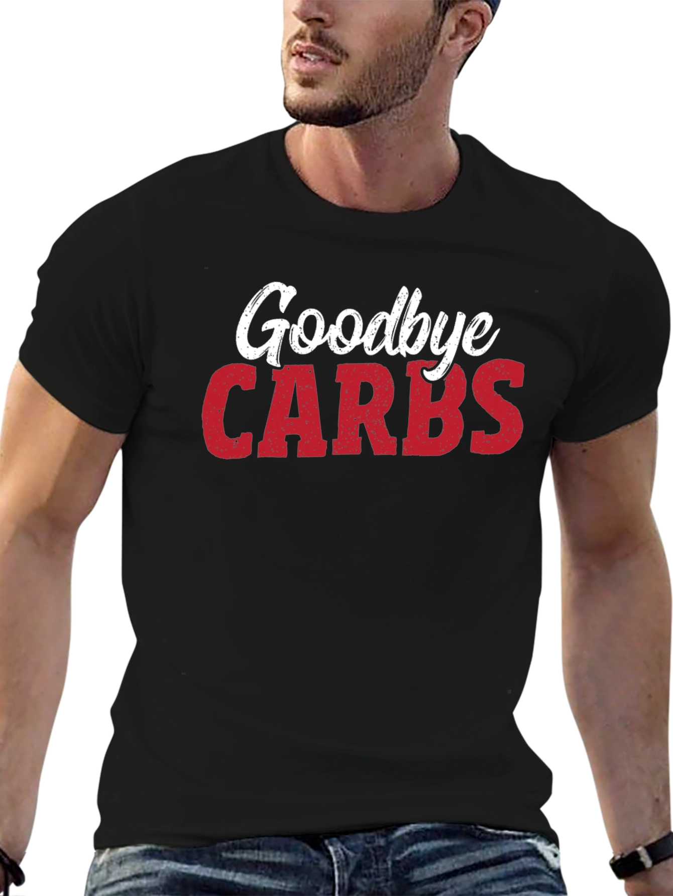 Black Goodbye Carbs T-Shirt - Funny Diet Tee view 6