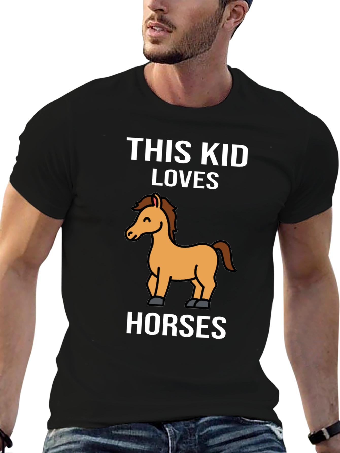Black This Kid Loves Horses T-Shirt - Black Cotton Tee view 6