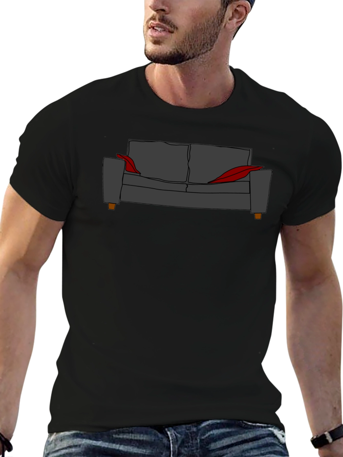 Black Couch Potato Graphic Tee - Relaxed Fit Black T-Shirt view 6
