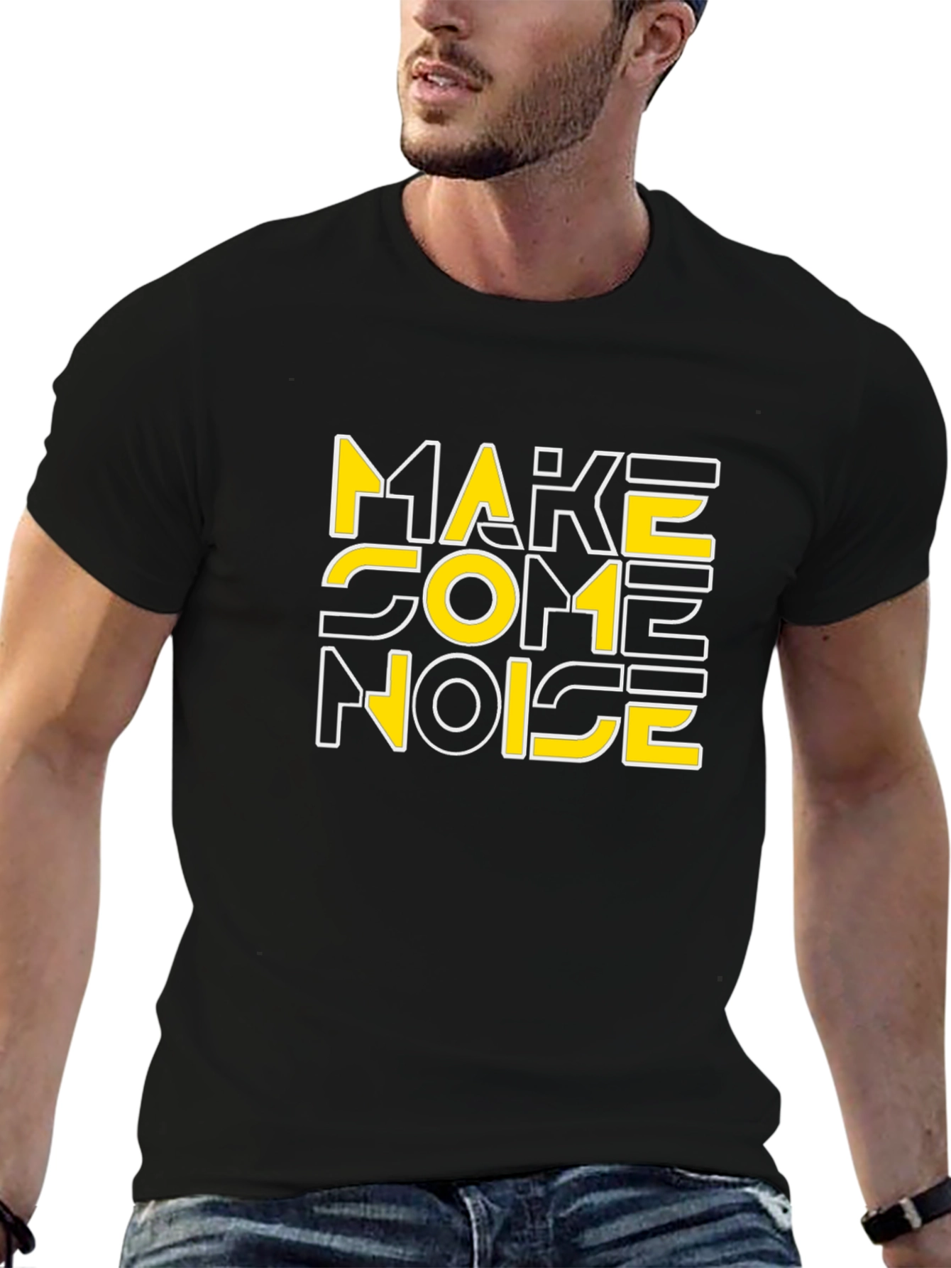 Black Make Some Noise Graphic Tee - Black view 6