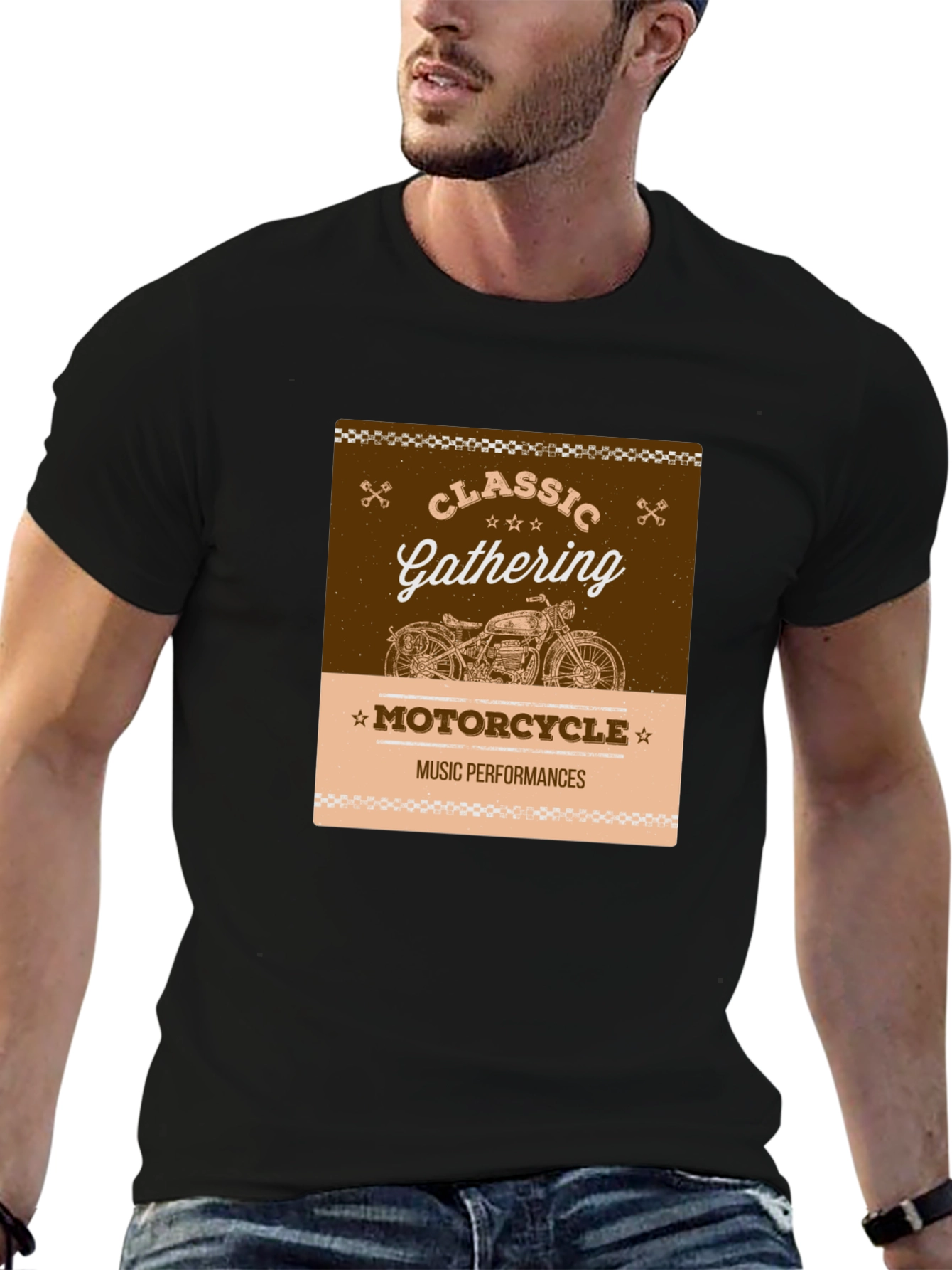 Black Classic Motorcycle Gathering Black T-Shirt view 6