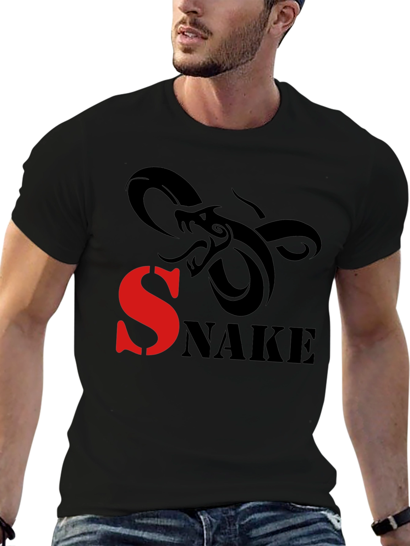 Black Snake Graphic Print T-Shirt view 6