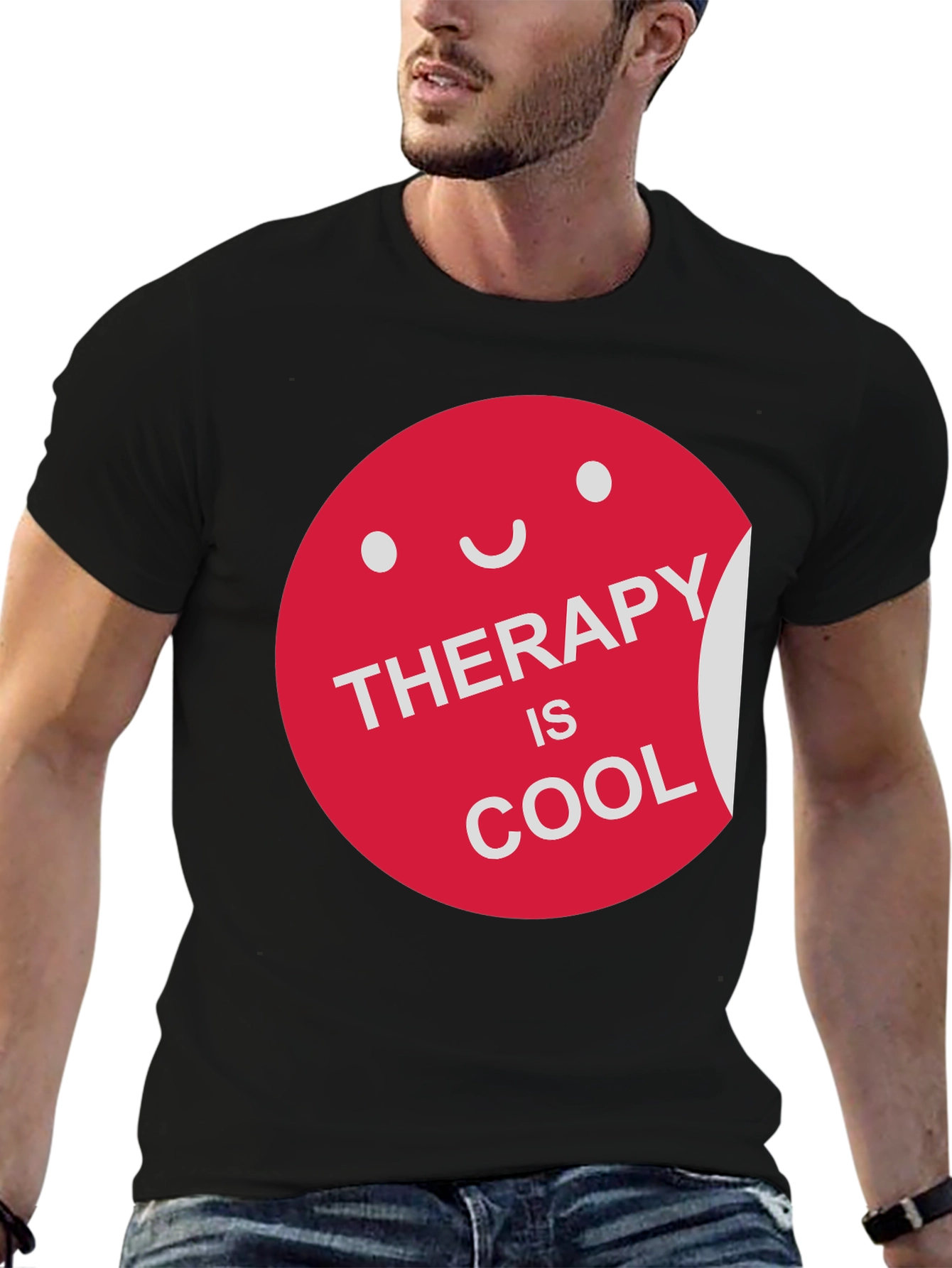 Black Therapy is Cool Graphic Tee -  Comfortable Cotton T-Shirt view 6