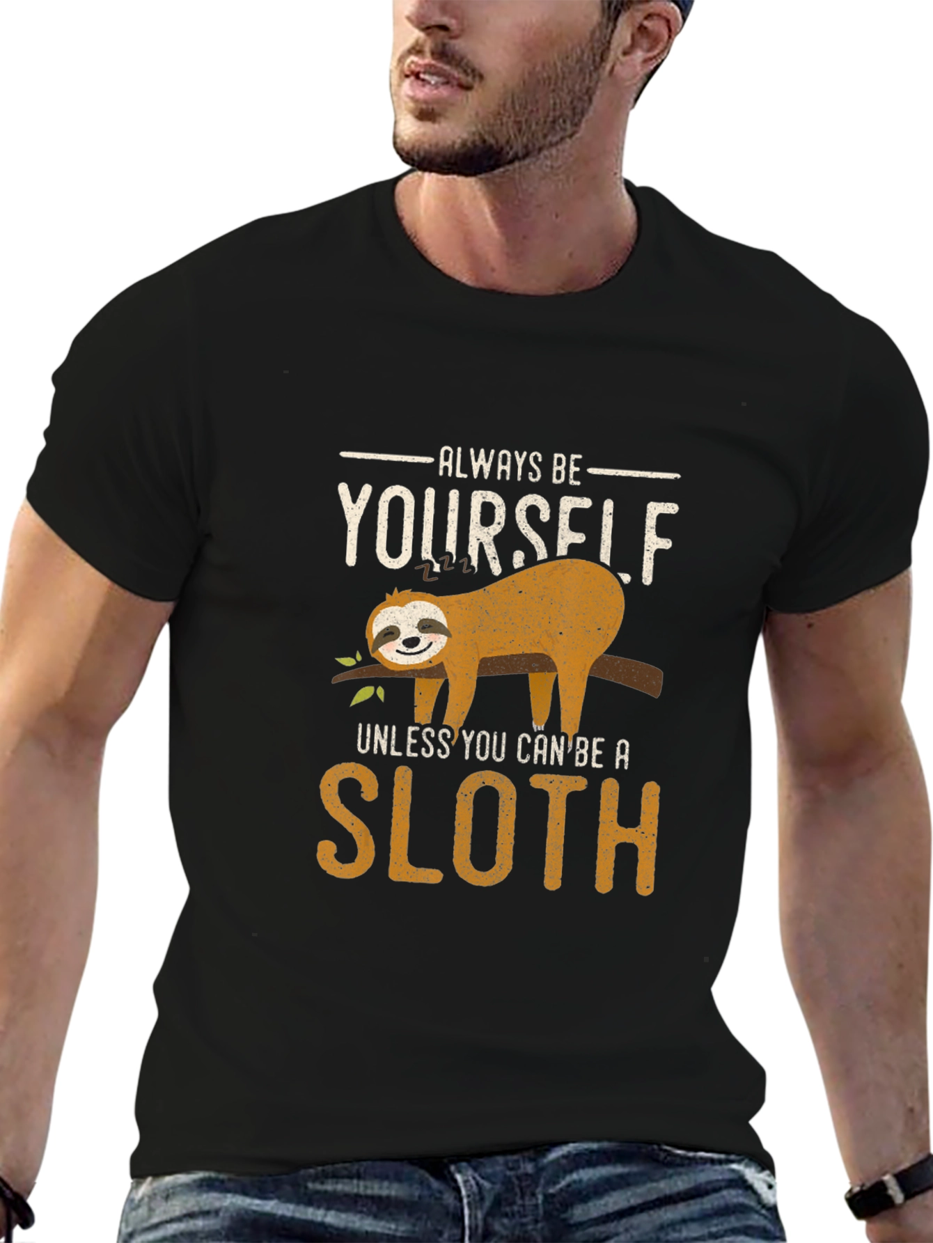 Black Always Be Yourself Sloth Graphic Tee view 6