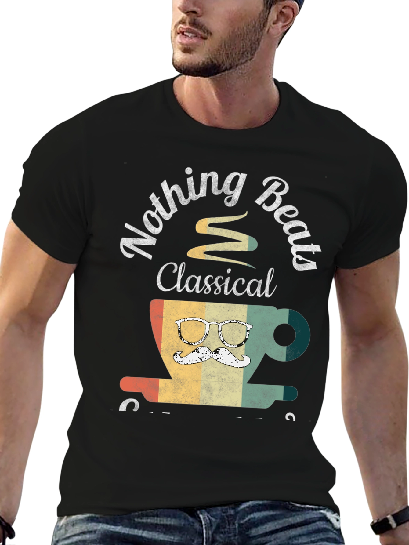 Black Nothing Beats Classical Coffee T-Shirt view 6