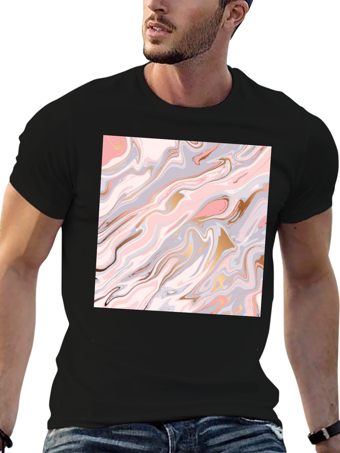 Black Marble Swirl Graphic Tee - Stylish & Unique Design view 6