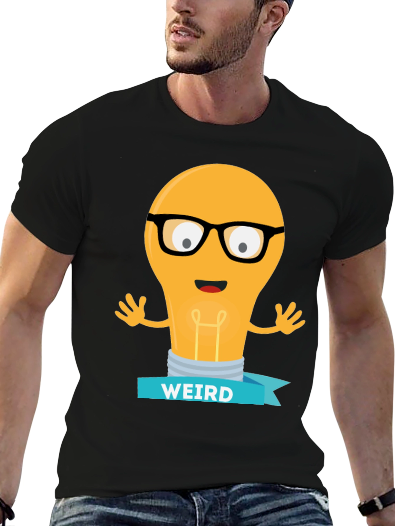 Black Weird Light Bulb Graphic T-Shirt - Black view 6