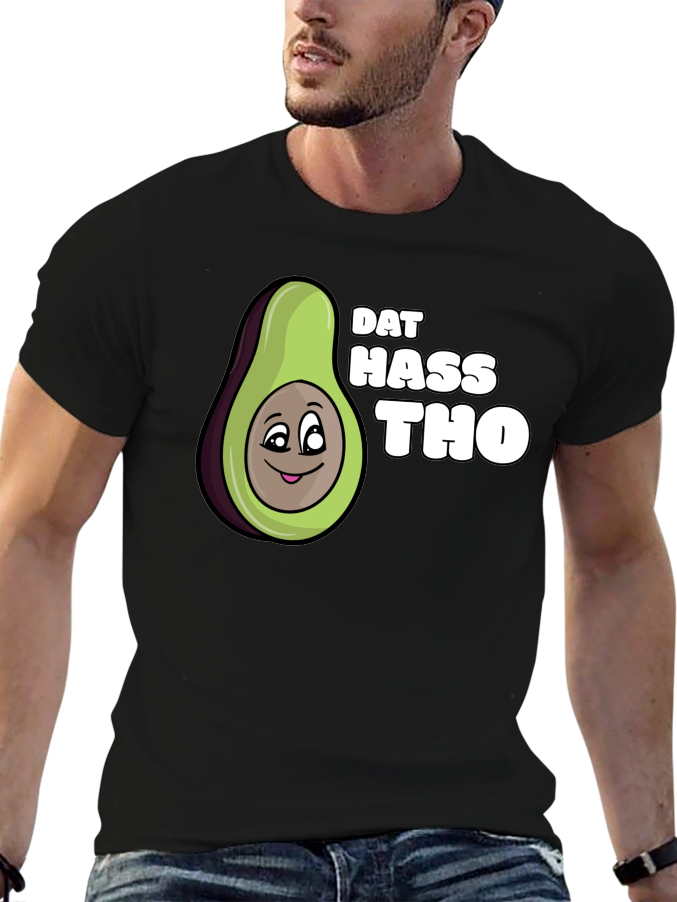 Black Dat Hass Tho Avocado Black T-Shirt Funny Tee view 6