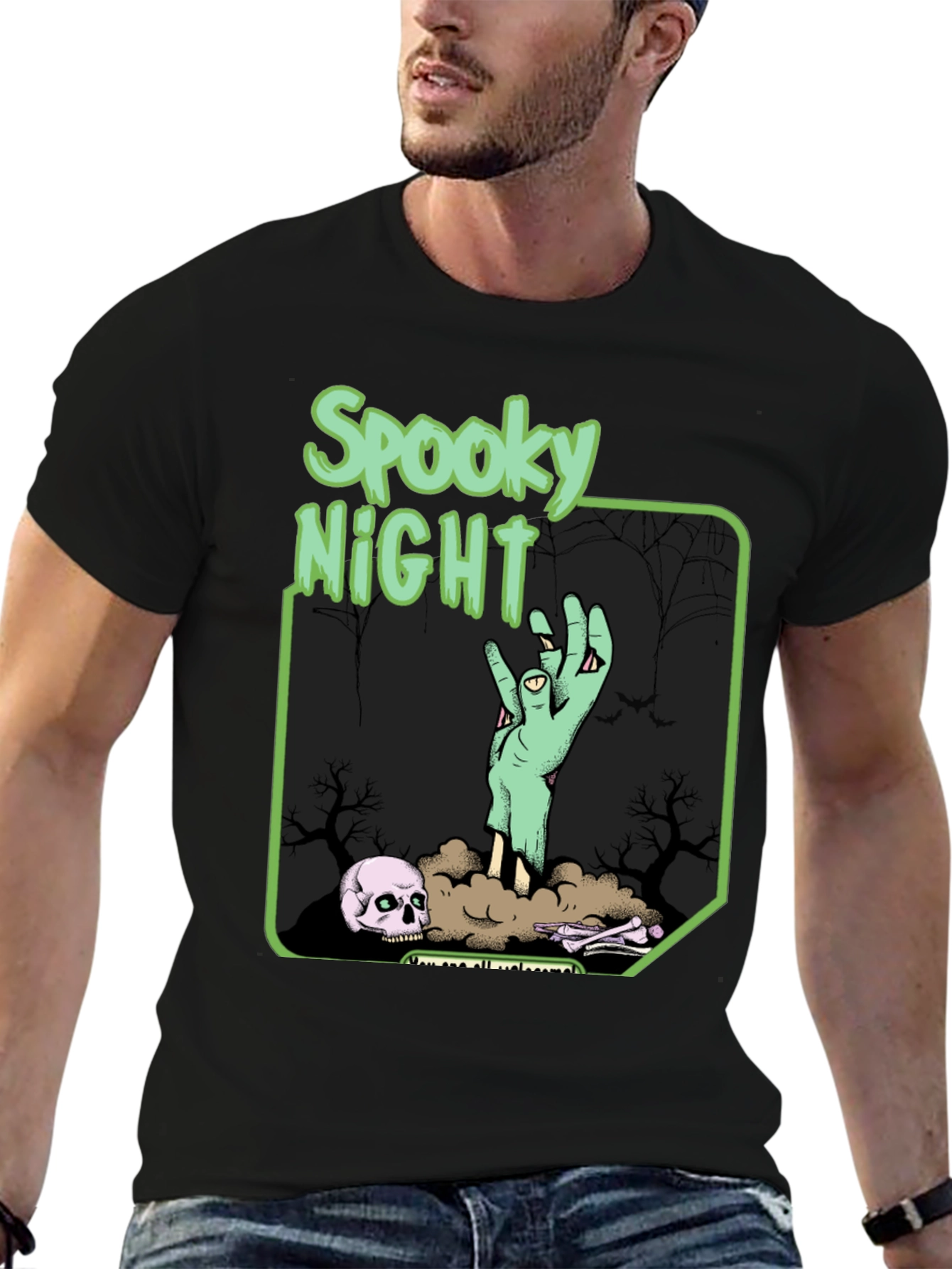Black Spooky Night Graphic T-Shirt view 6