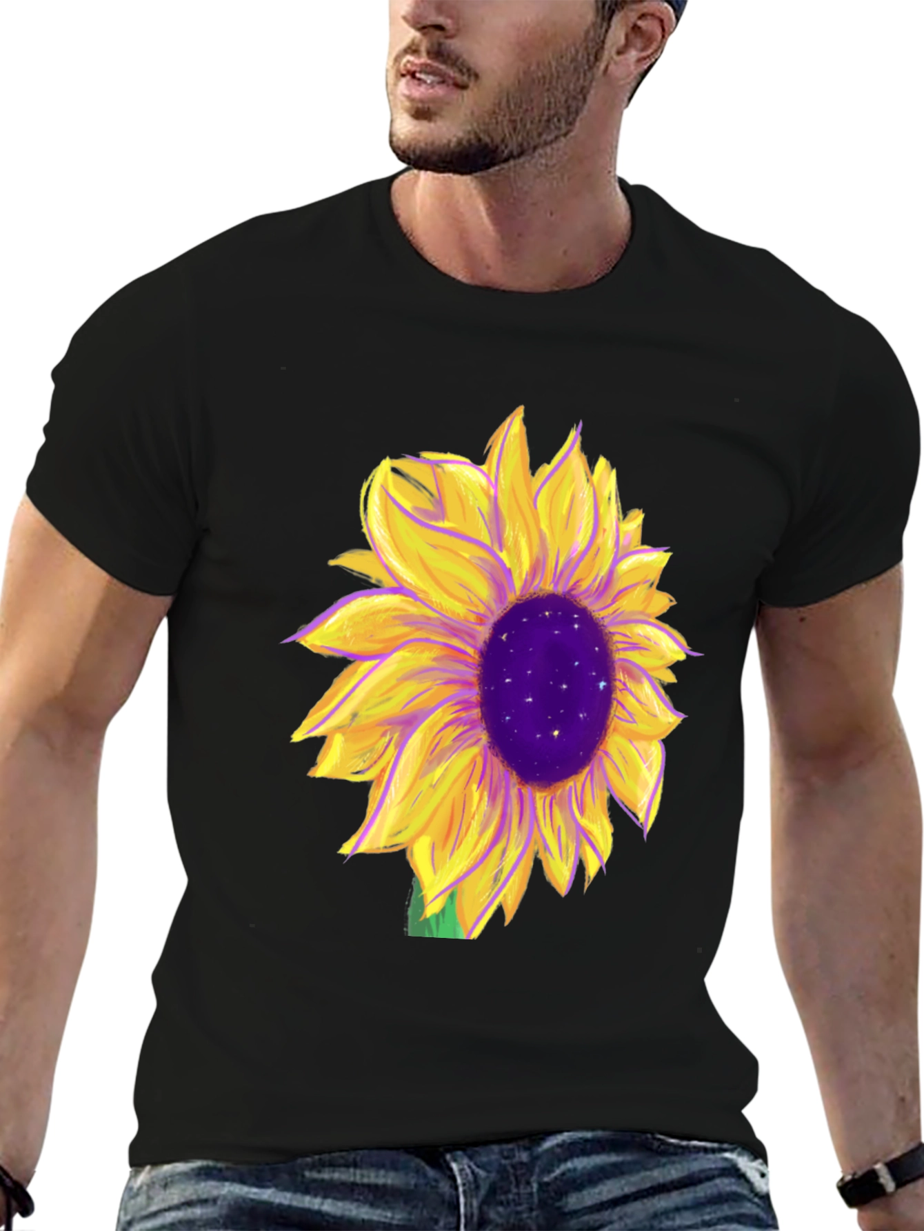 Black Sunflower Graphic Tee - Black Cotton Blend view 6