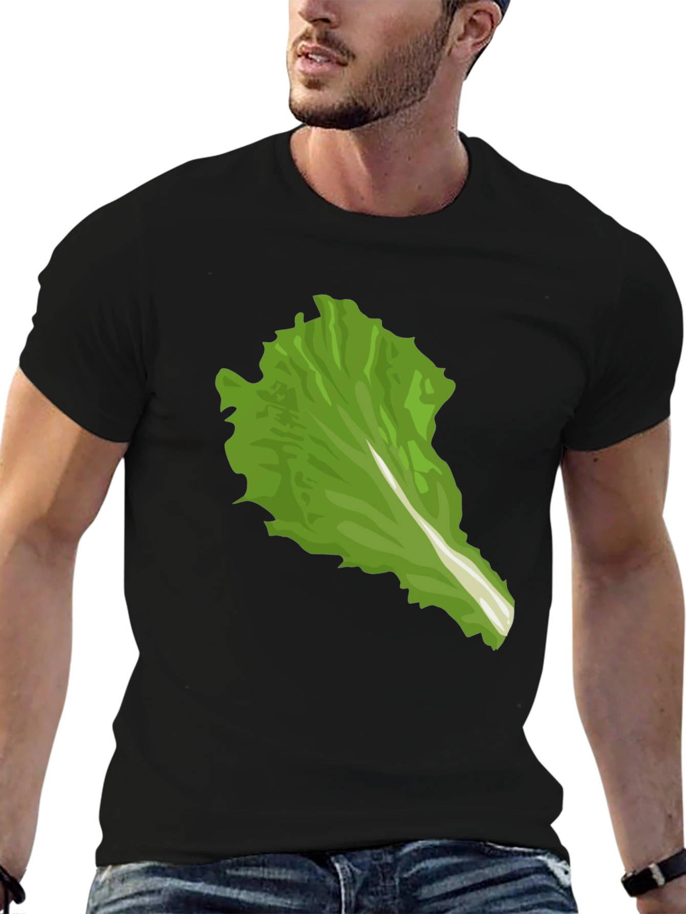 Black Lettuce Leaf Graphic Tee - Unique Food Lover Shirt view 6