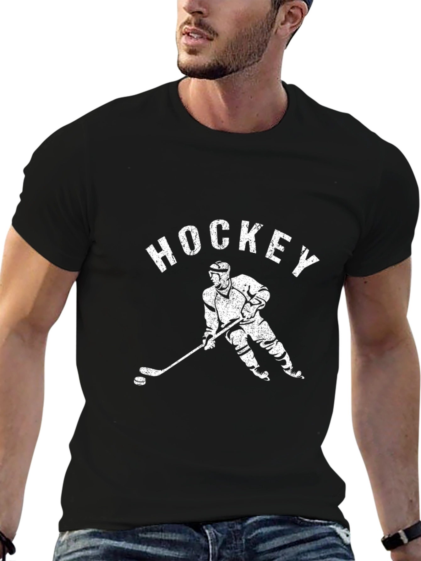 Black Vintage Hockey Graphic T-Shirt view 6