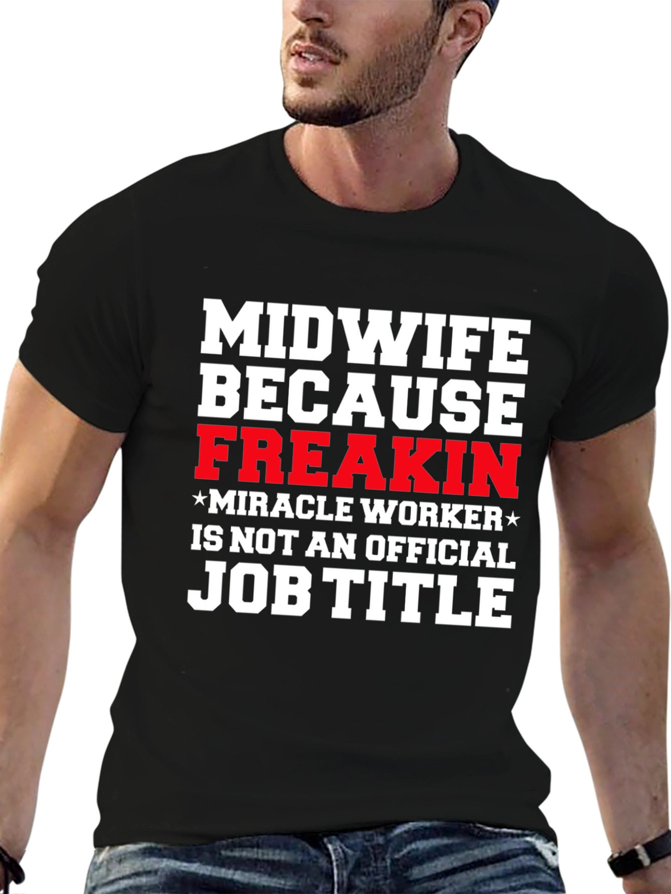 Black Midwife Freakin' Miracle Worker T-Shirt view 6