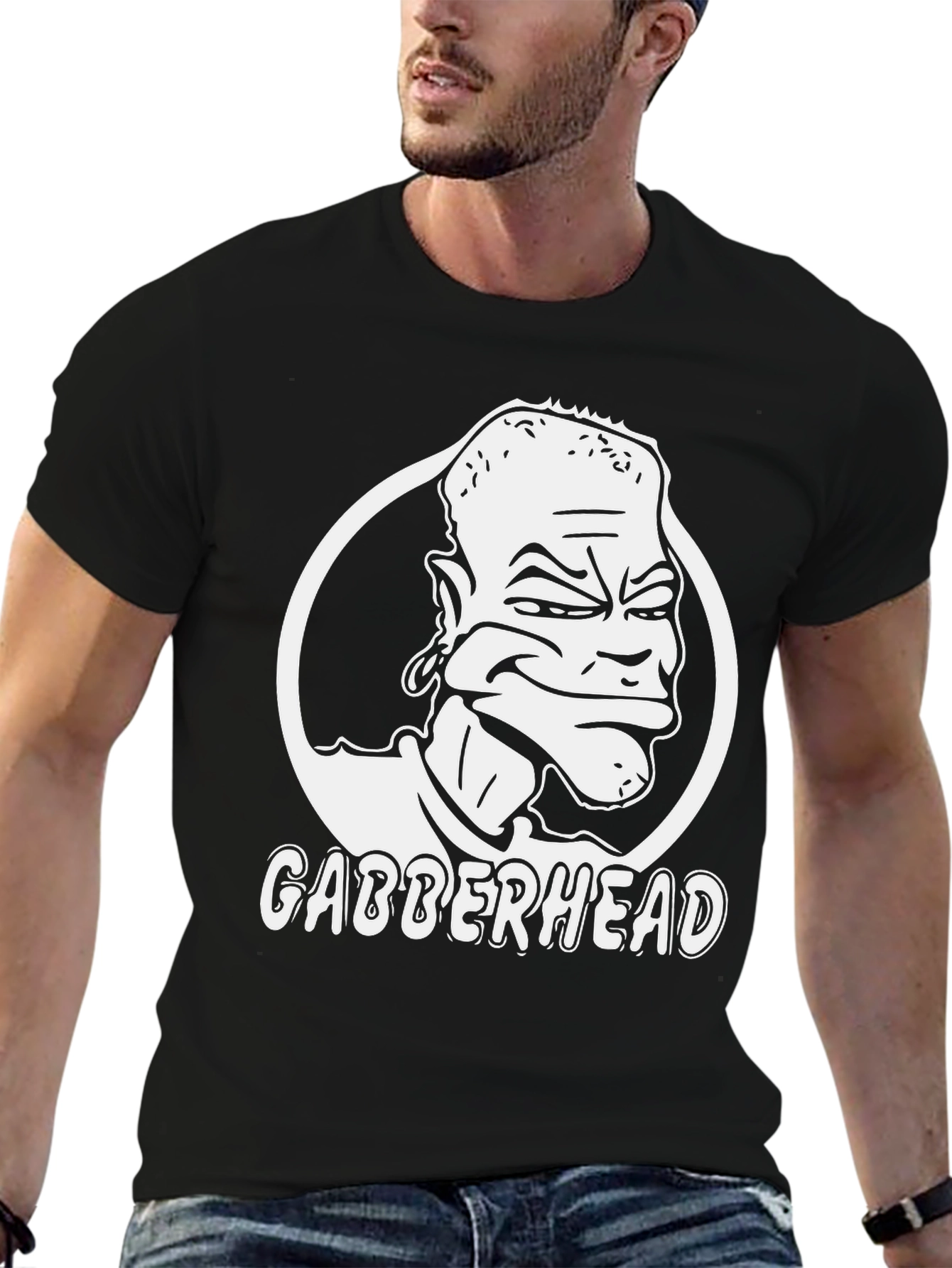 Black Gabberhead Graphic T-Shirt - Black Crew Neck Tee view 6