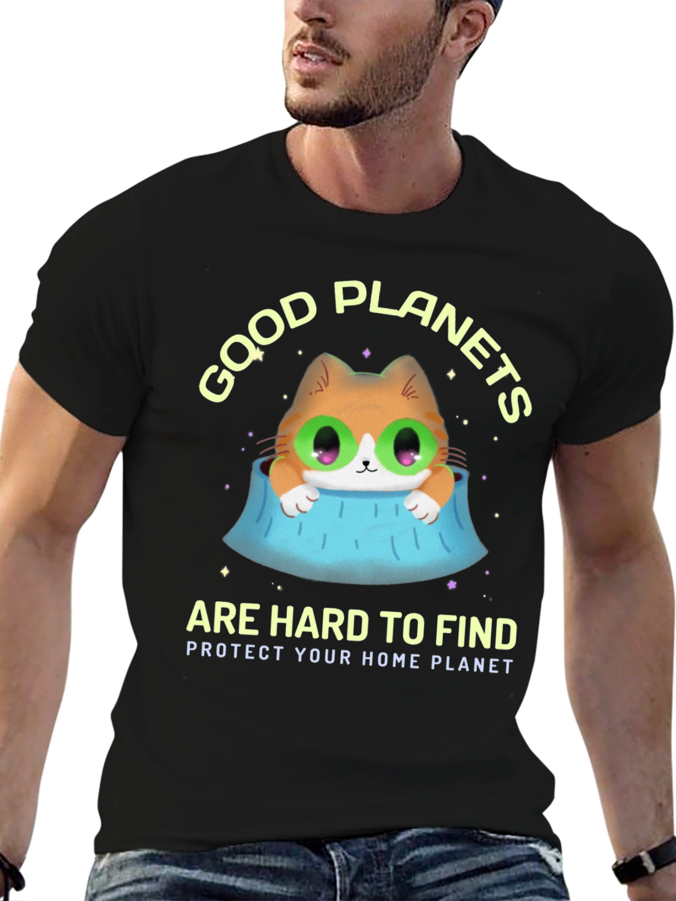 Black Good Planets Are Hard To Find T-Shirt view 6