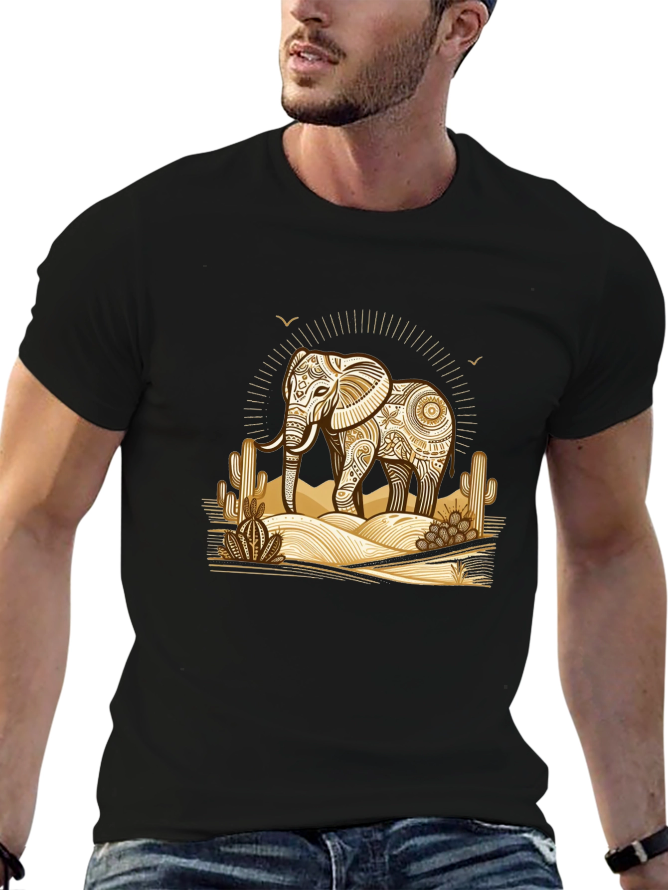 Black Elephant Desert Graphic Tee view 6