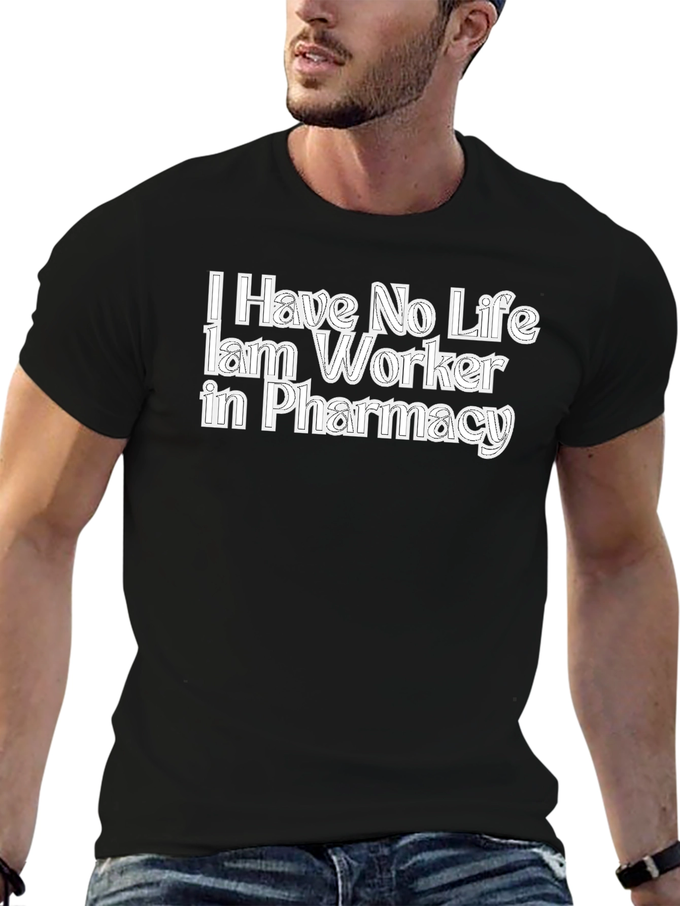 Black Pharmacy Worker T-Shirt Funny No Life Job Tee view 6