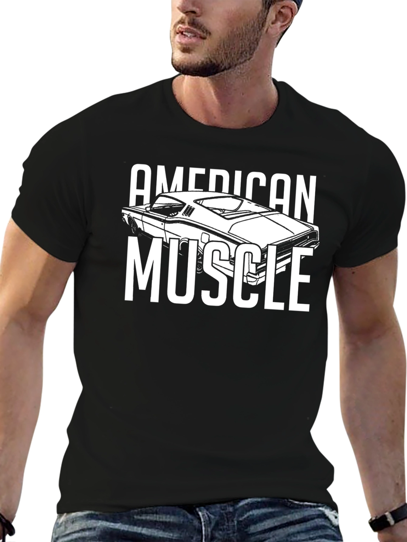 Black American Muscle Car T-Shirt - Black view 6