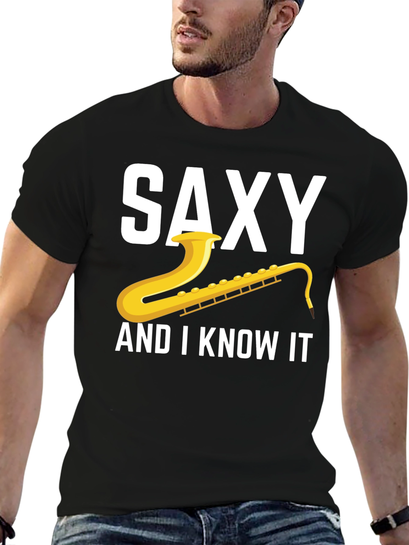 Black Saxy And I Know It T-Shirt view 6