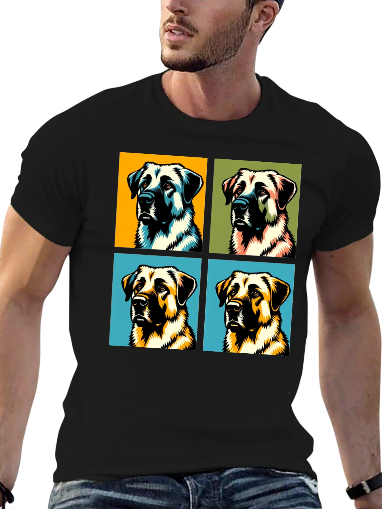 Black Dog Pop Art Black T-Shirt view 6
