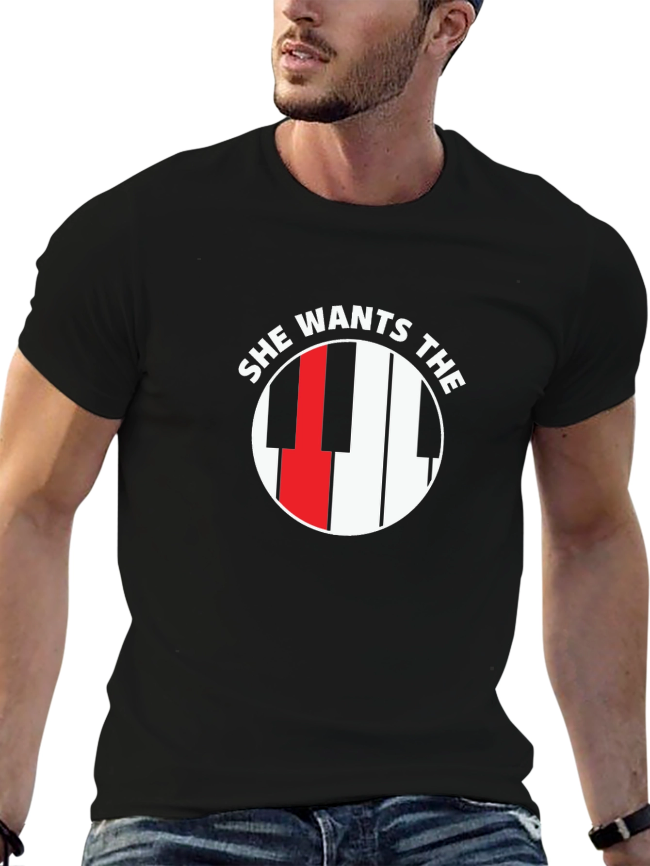 Black She Wants The Piano T-Shirt view 6