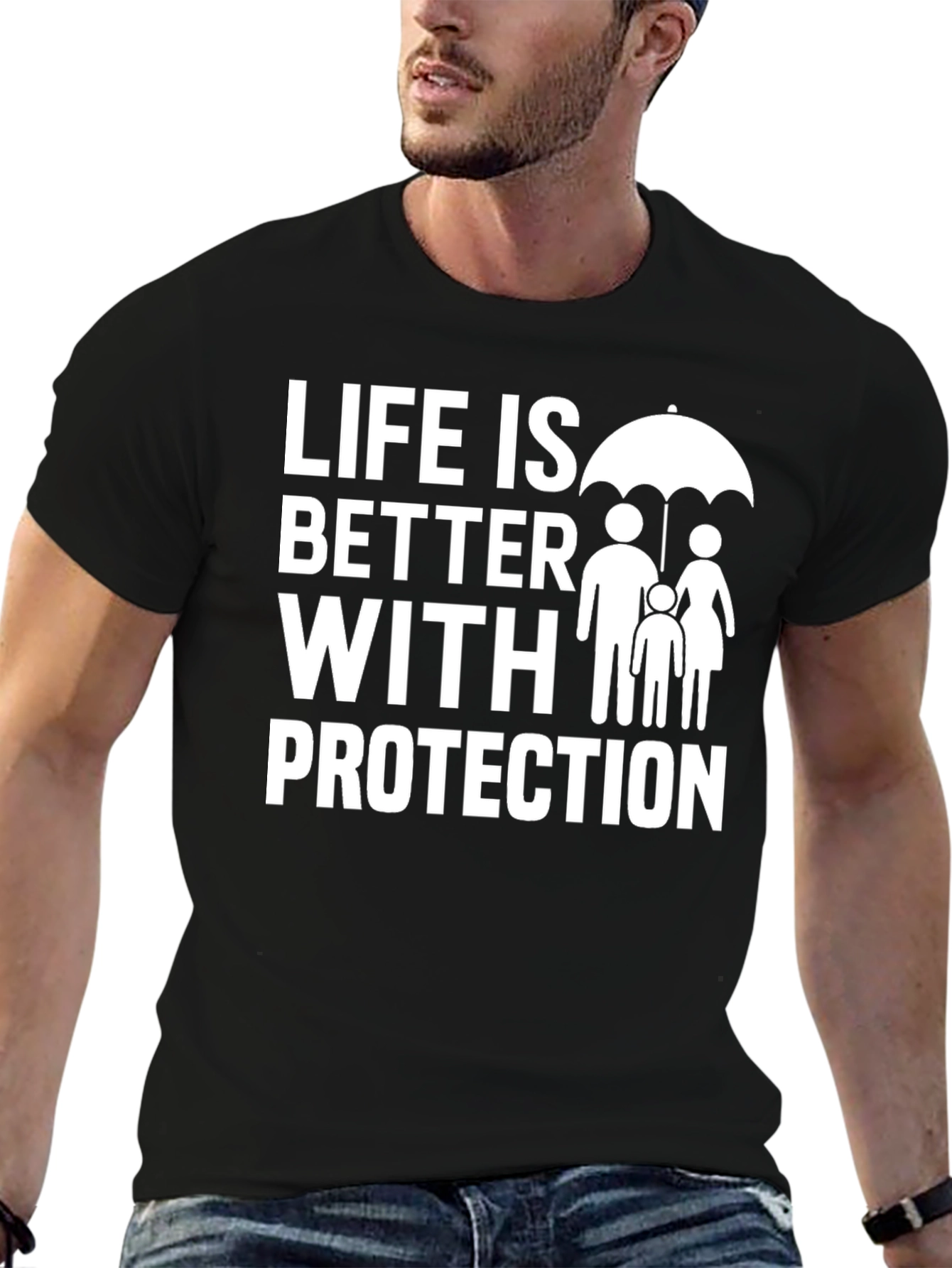 Black Life is Better with Protection Graphic Tee view 6
