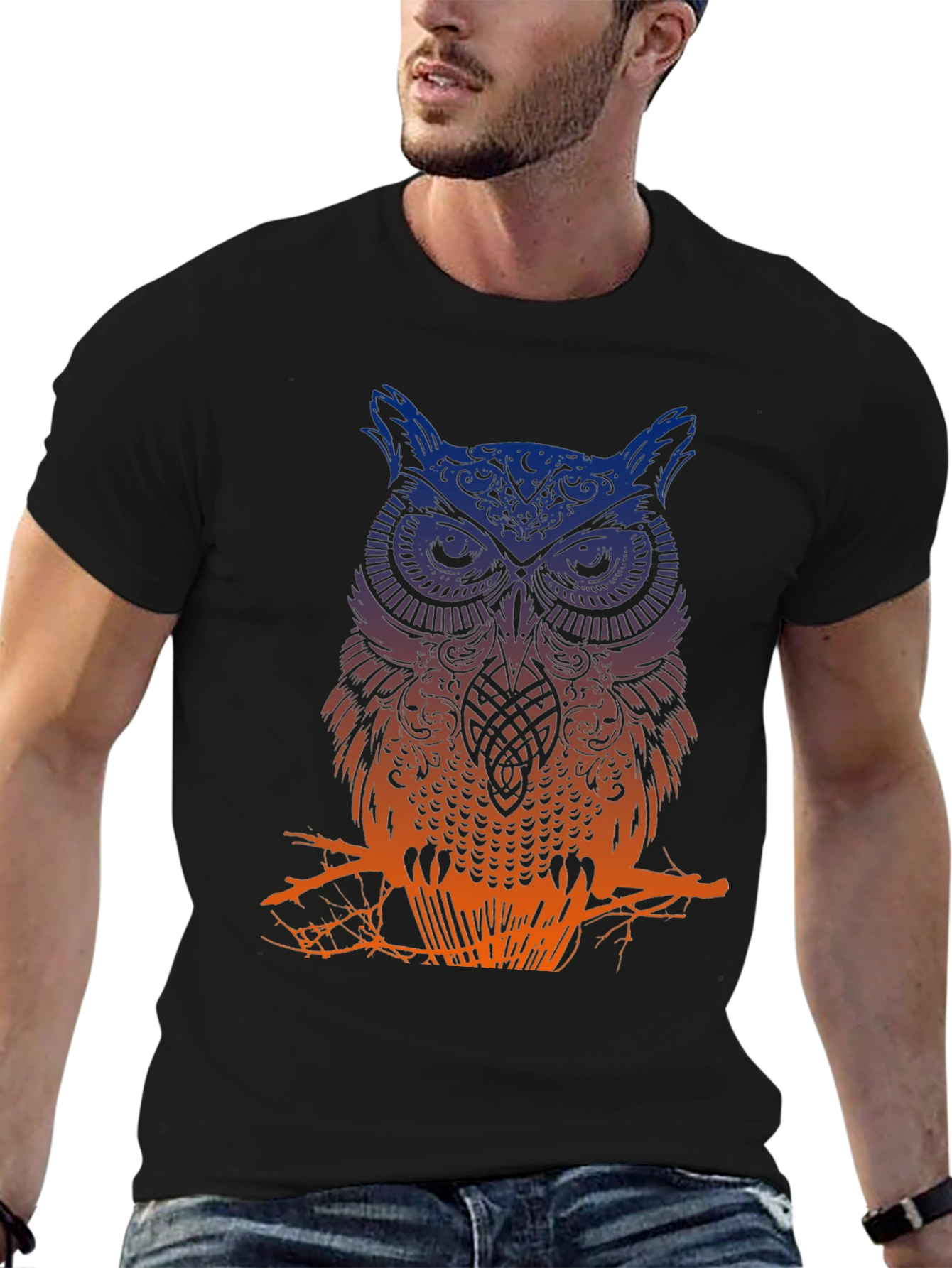 Black Owl Graphic Tee - Men's Black T-Shirt view 6