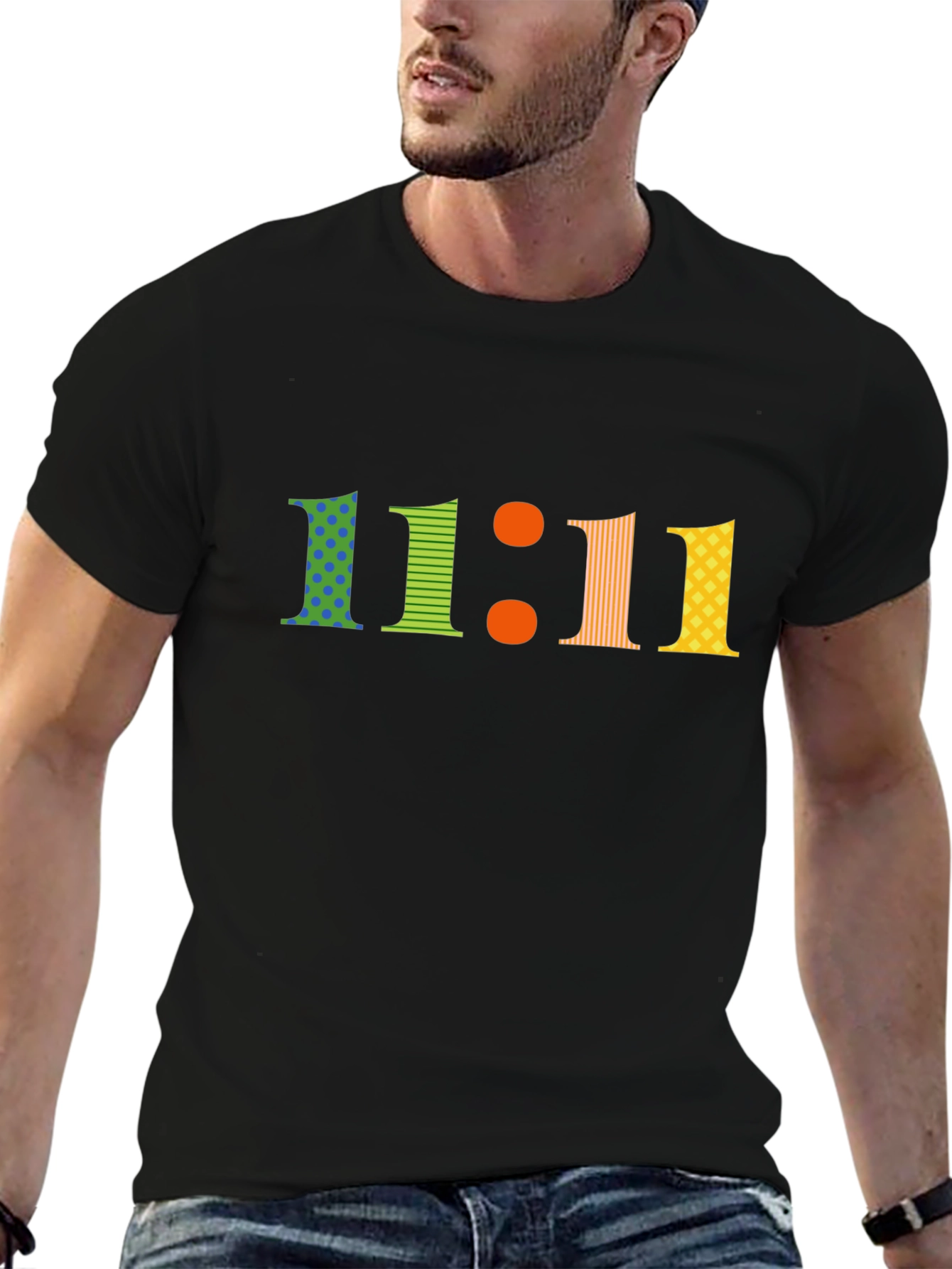 Black 11:11 Graphic Print T-Shirt view 6