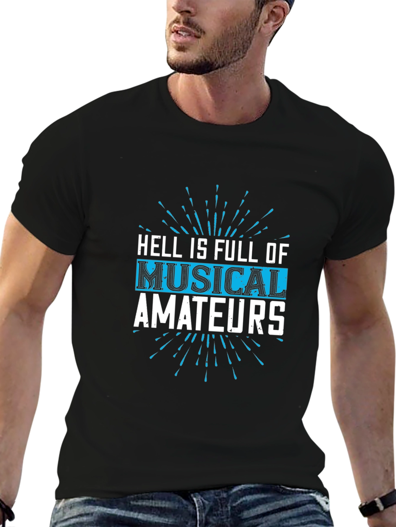 Black Hell is Full of Musical Amateurs T-Shirt - Black view 6