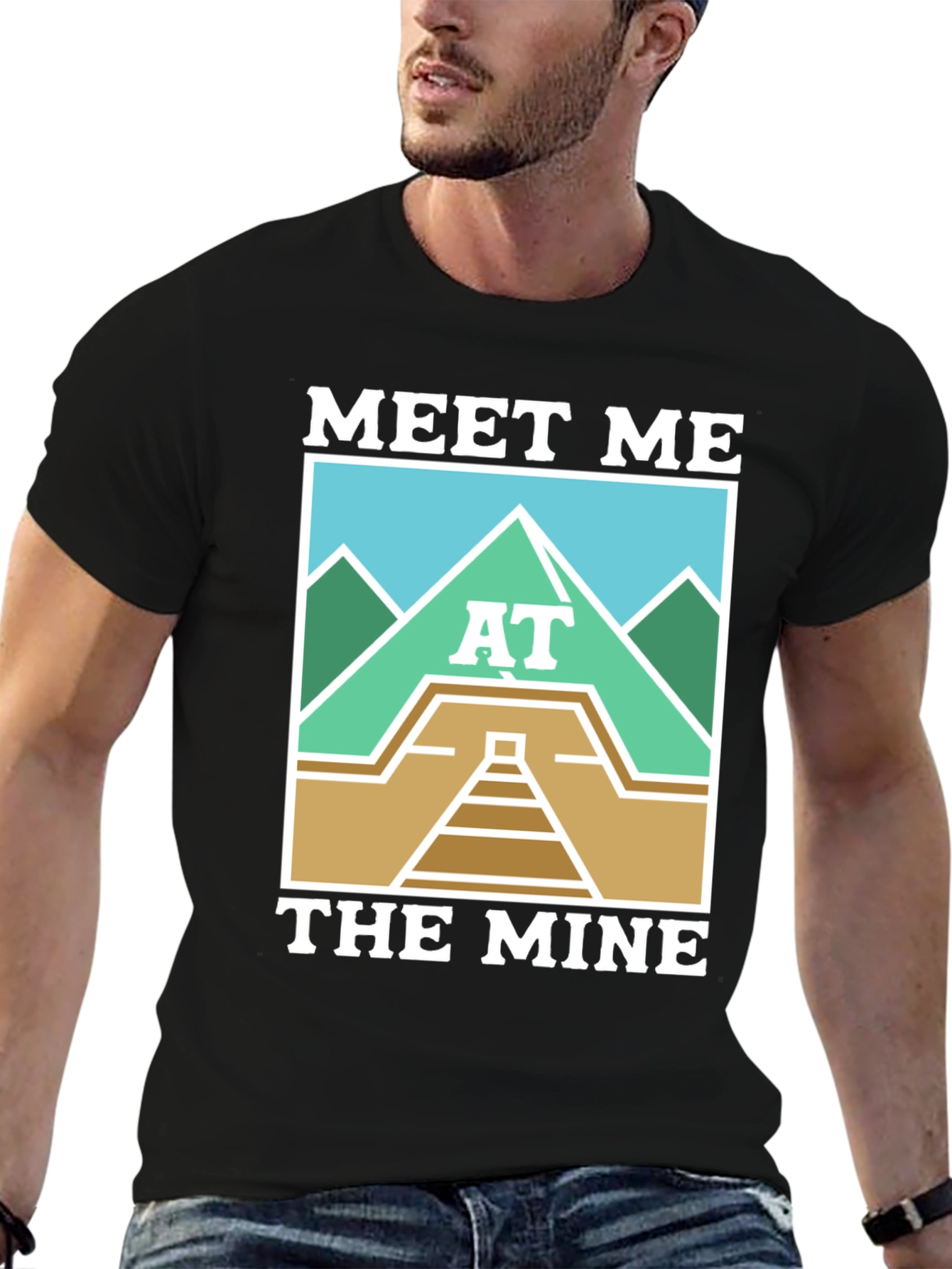 Black Meet Me at The Mine T-Shirt - Cool Graphic Tee view 6