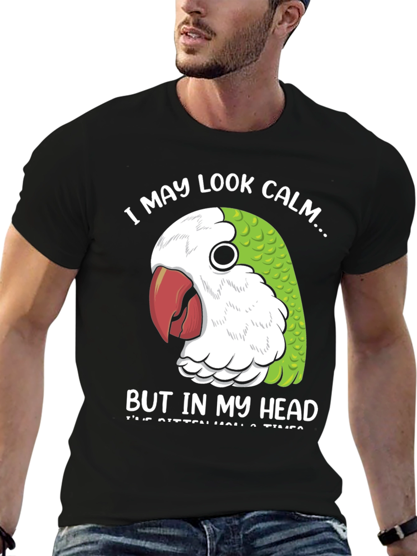 Black Calm Parrot T-Shirt view 6