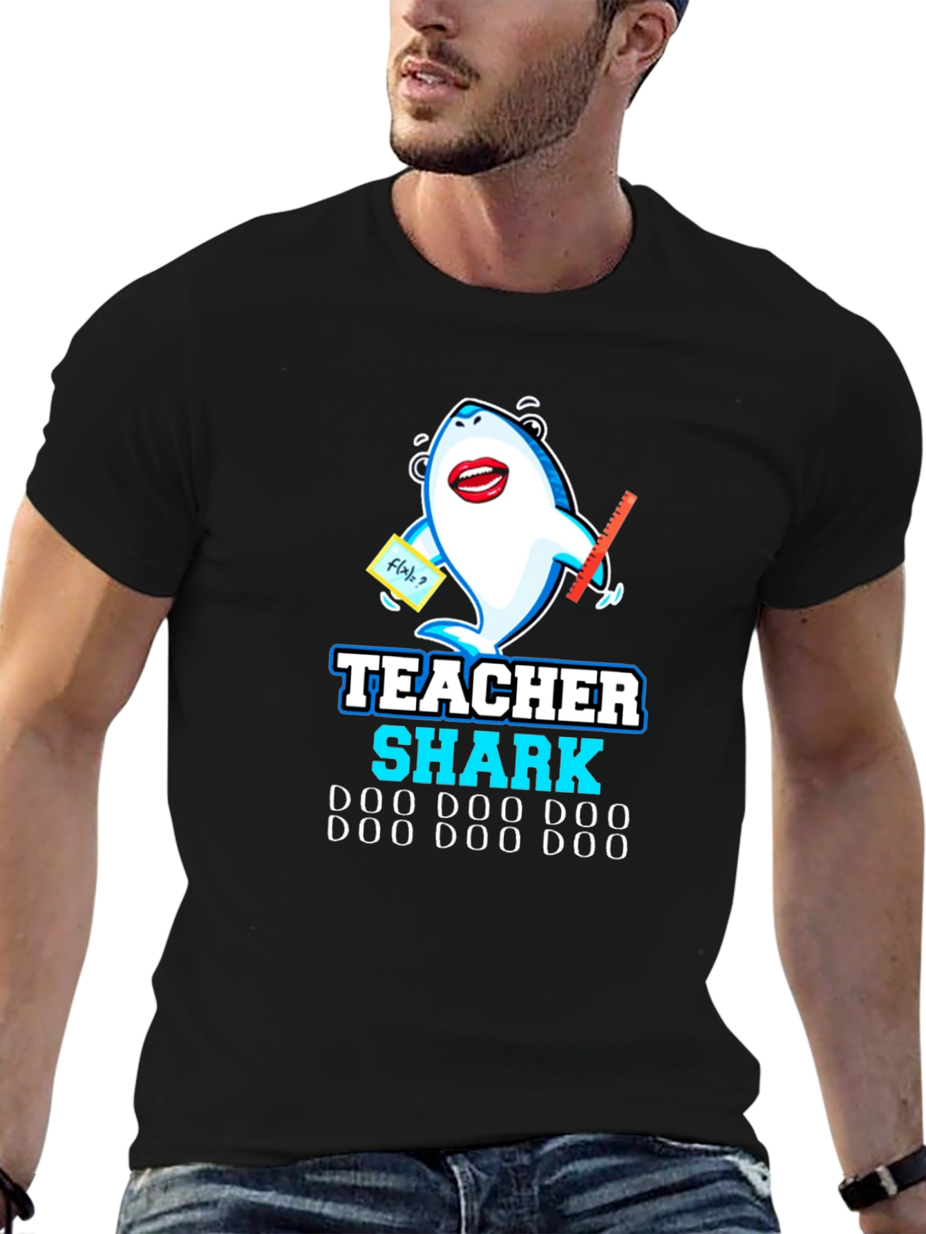 Black Teacher Shark Doo Doo T-Shirt view 6