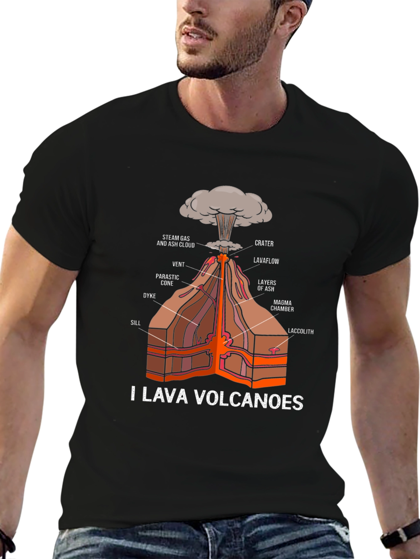 Black I Lava Volcanoes Black Graphic Tee view 6
