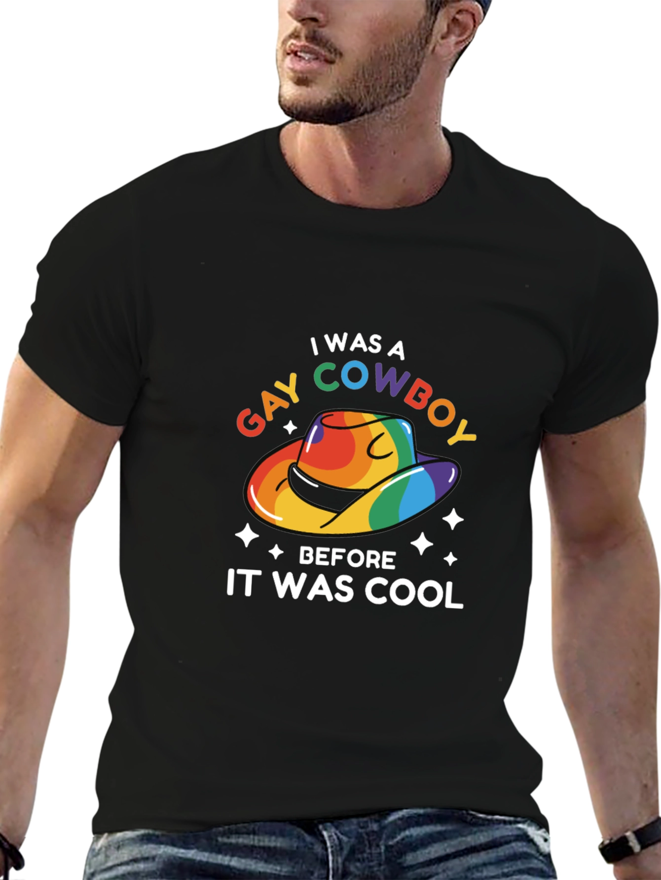 Black Gay Cowboy T-Shirt - Pride & Humor view 6