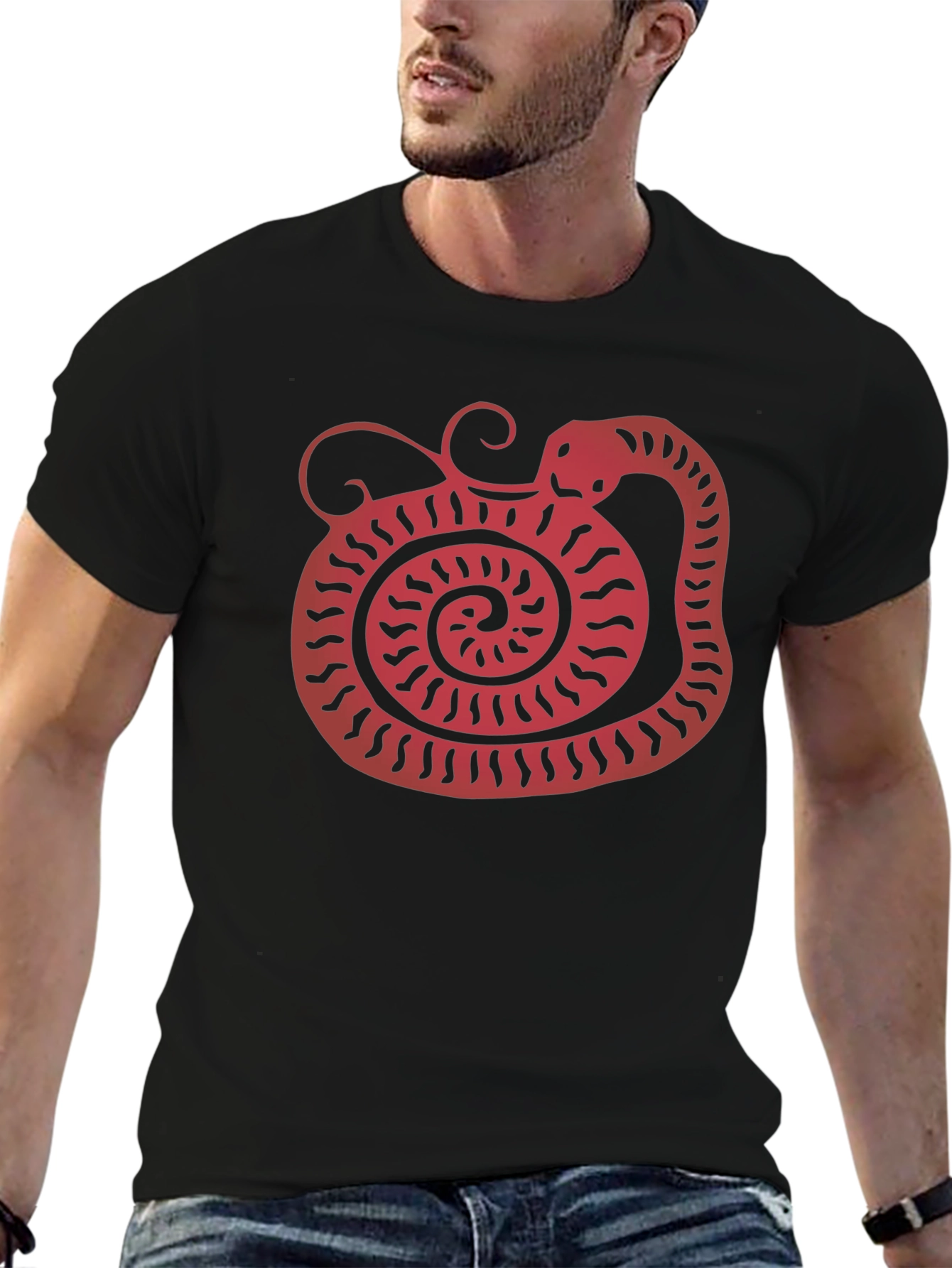Black Snake Graphic Tee - Unique Red Serpent Design view 6