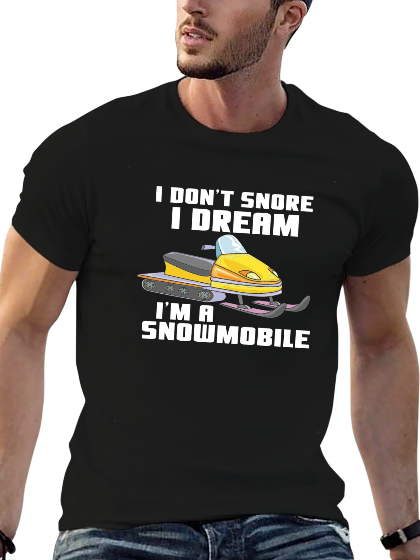 Black Funny Snowmobile T-Shirt - I Dream I'm a Snowmobile view 6