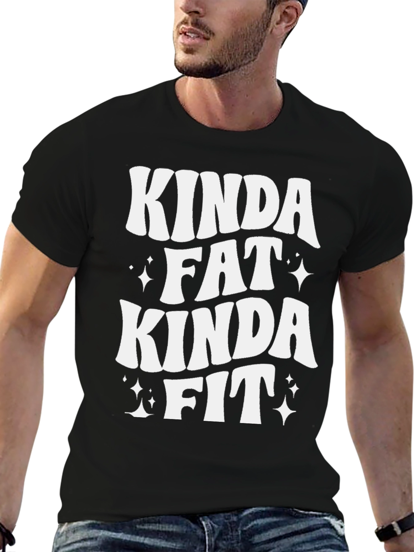 Black Kinda Fat Kinda Fit Graphic Tee - Unisex view 6