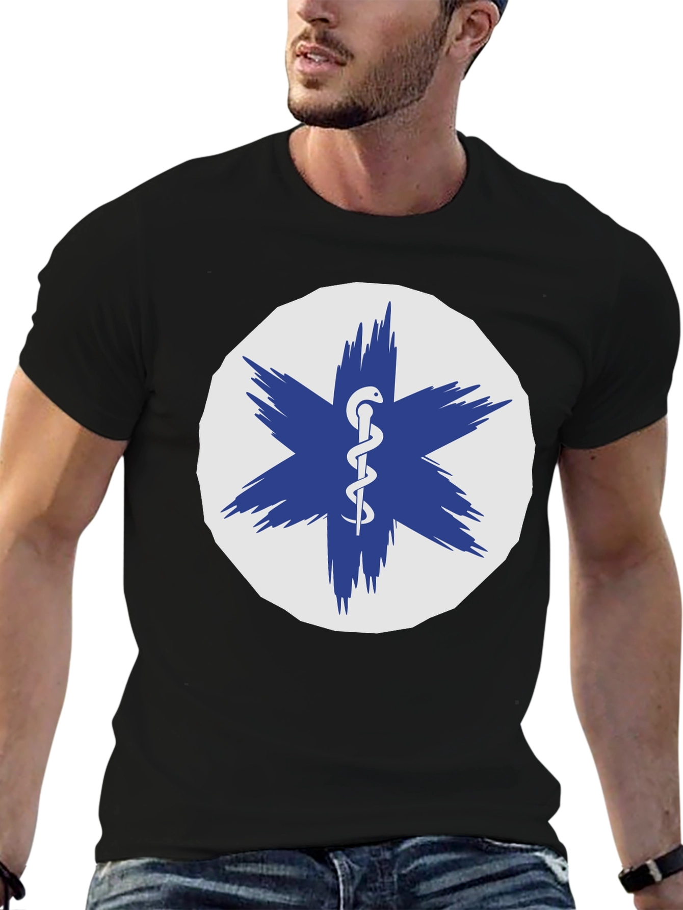 Black Medical Star of Life Black T-Shirt view 6