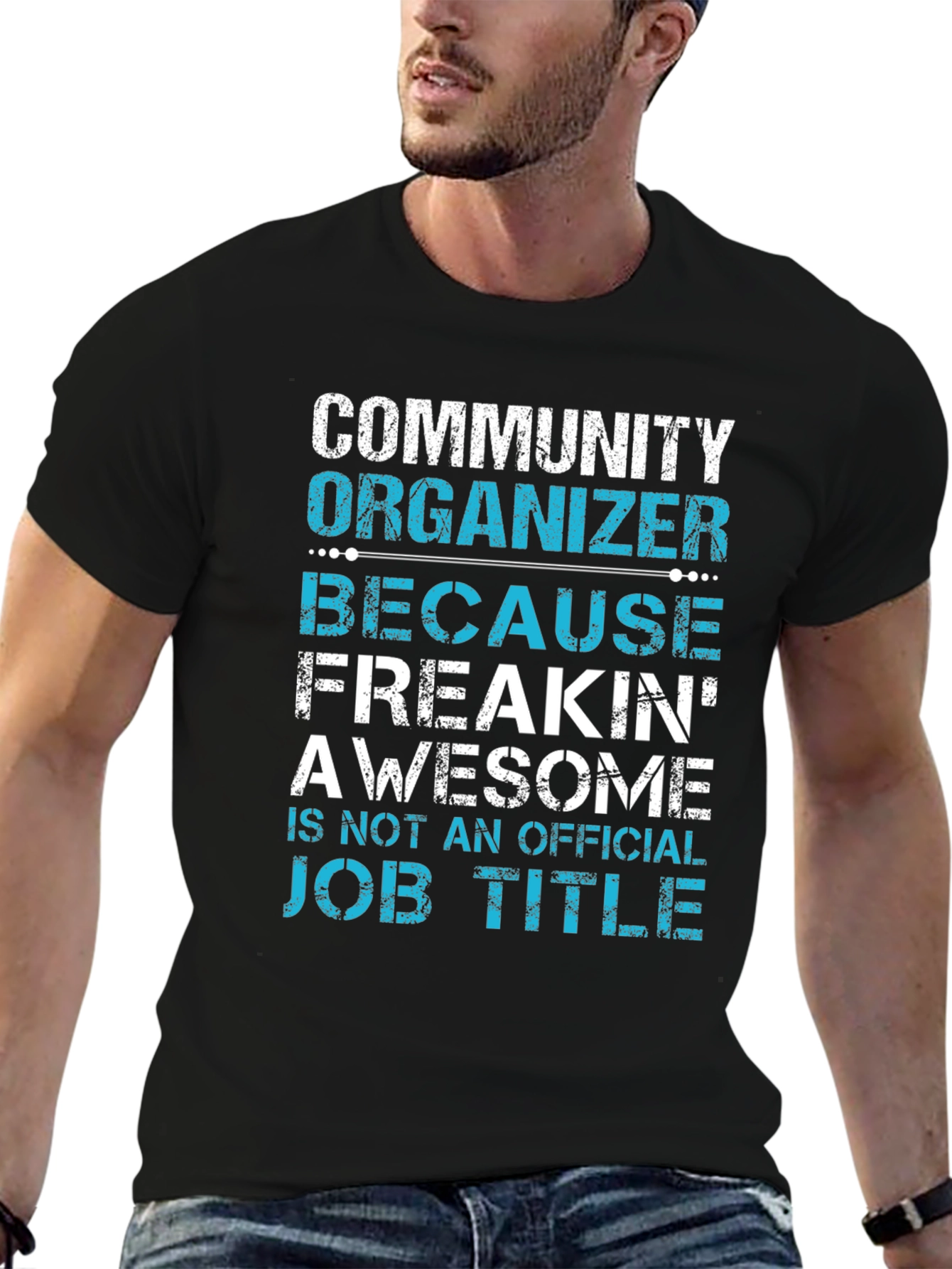 Black Community Organizer Awesome Job Title T-Shirt view 6