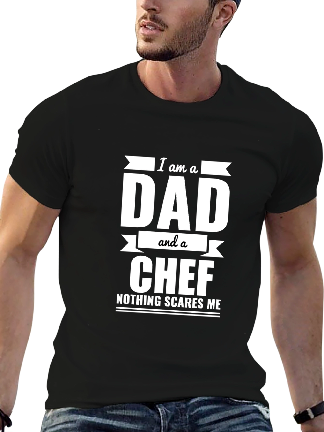 Black Dad and Chef T-Shirt - Nothing Scares Me view 6