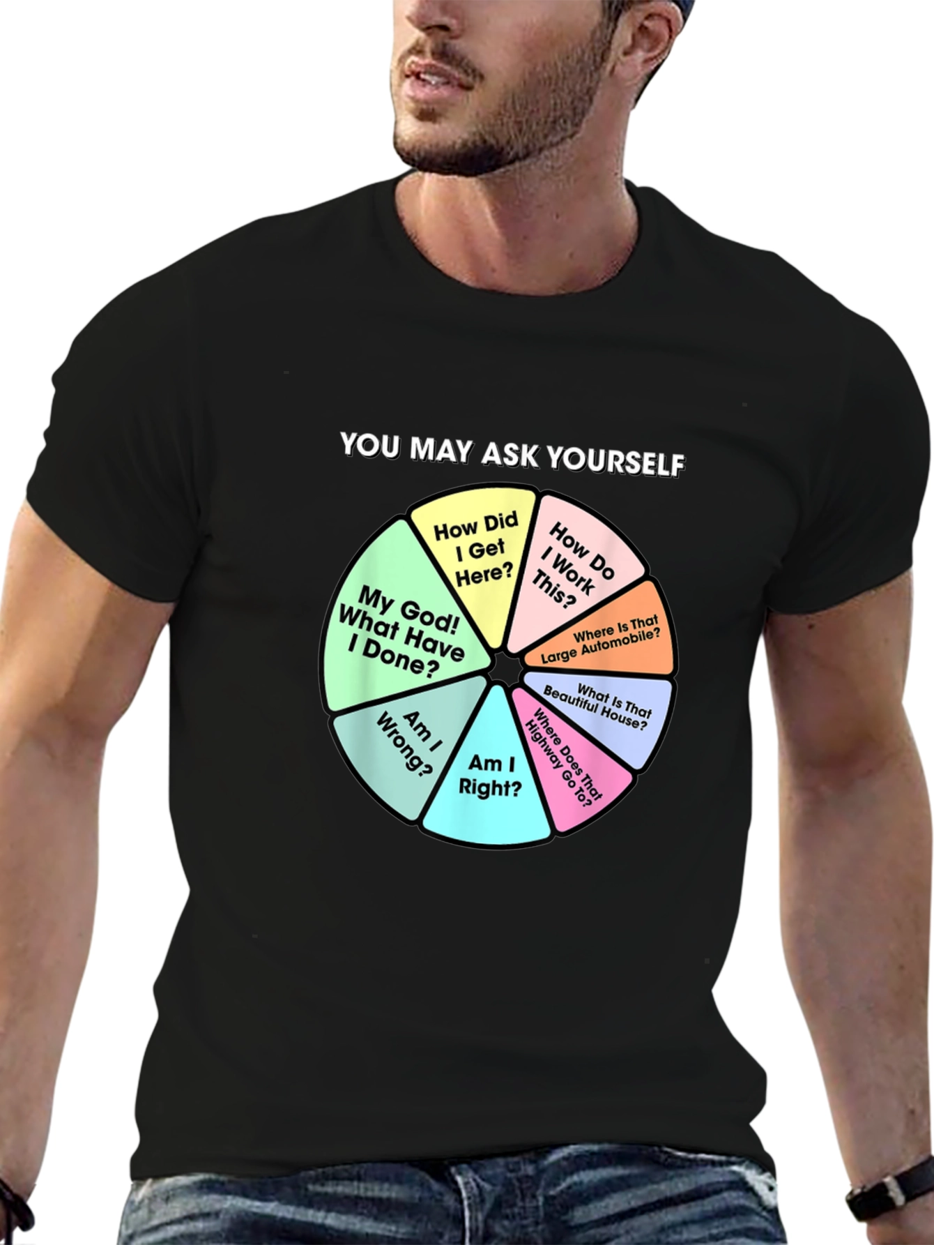 Black You May Ask Yourself Graphic T-Shirt view 6