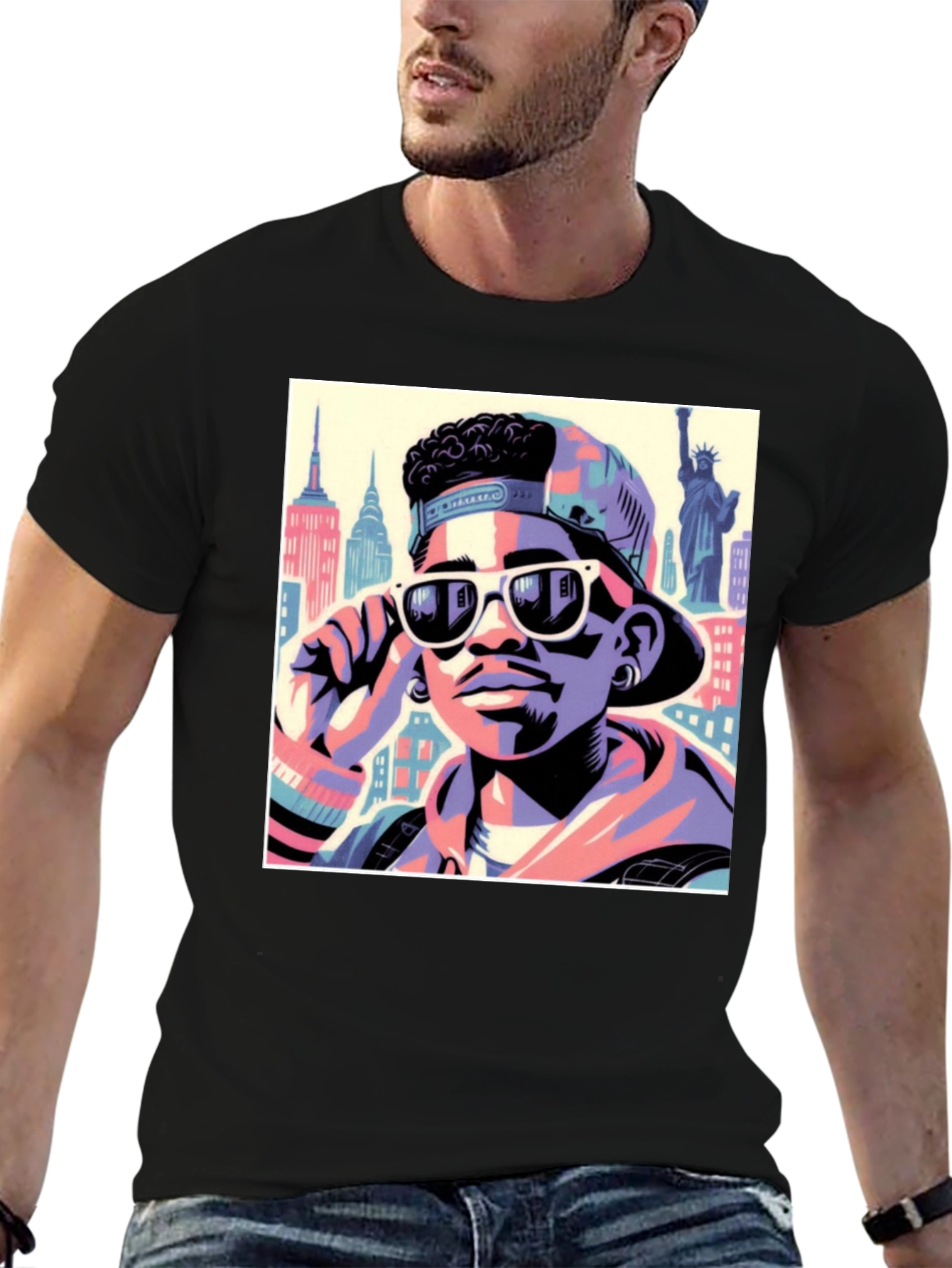 Black Fresh Prince Style T-Shirt - Cool Graphic Tee view 6