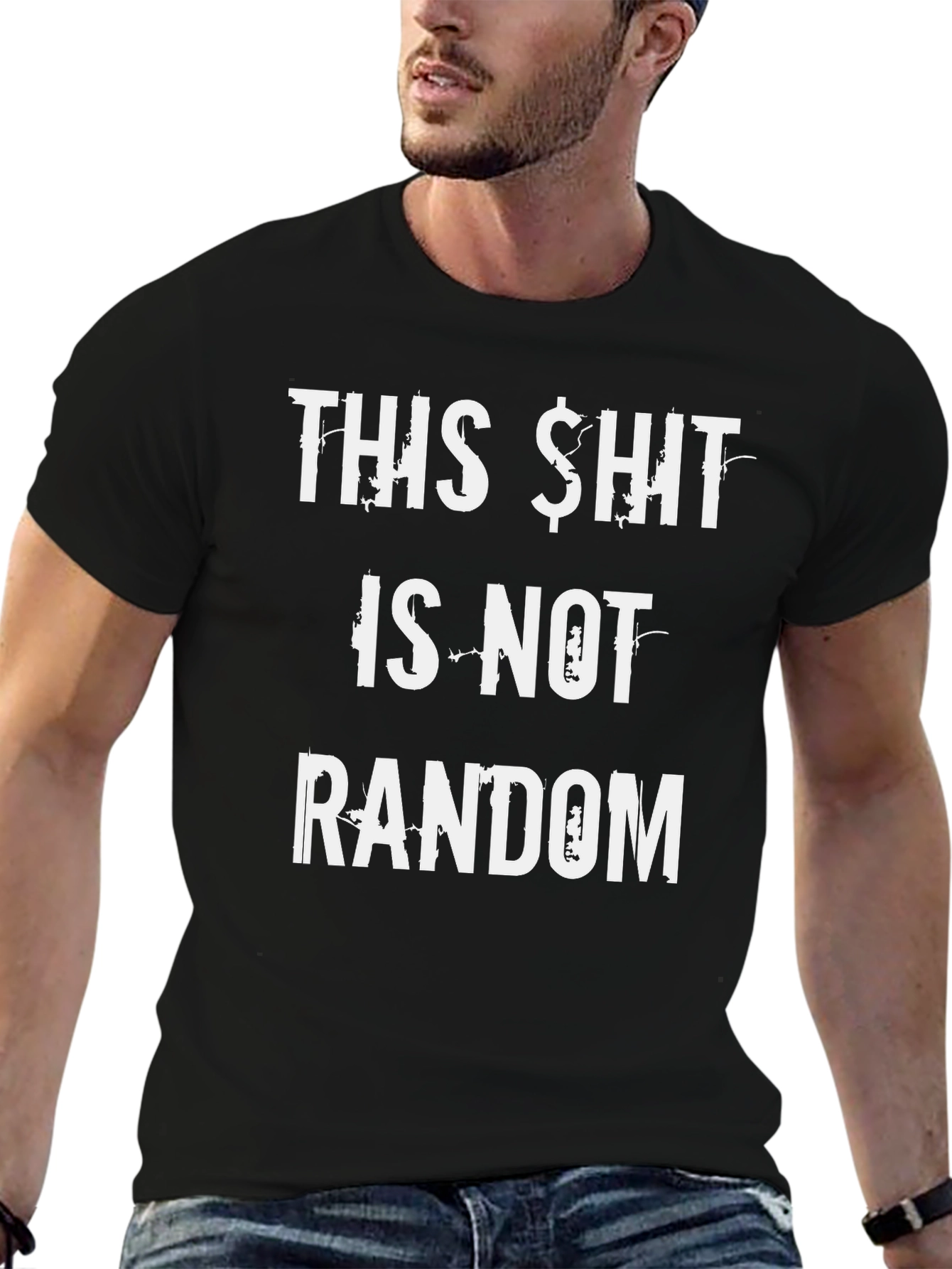 Black Statement T-Shirt - This S#!t Is Not Random view 6